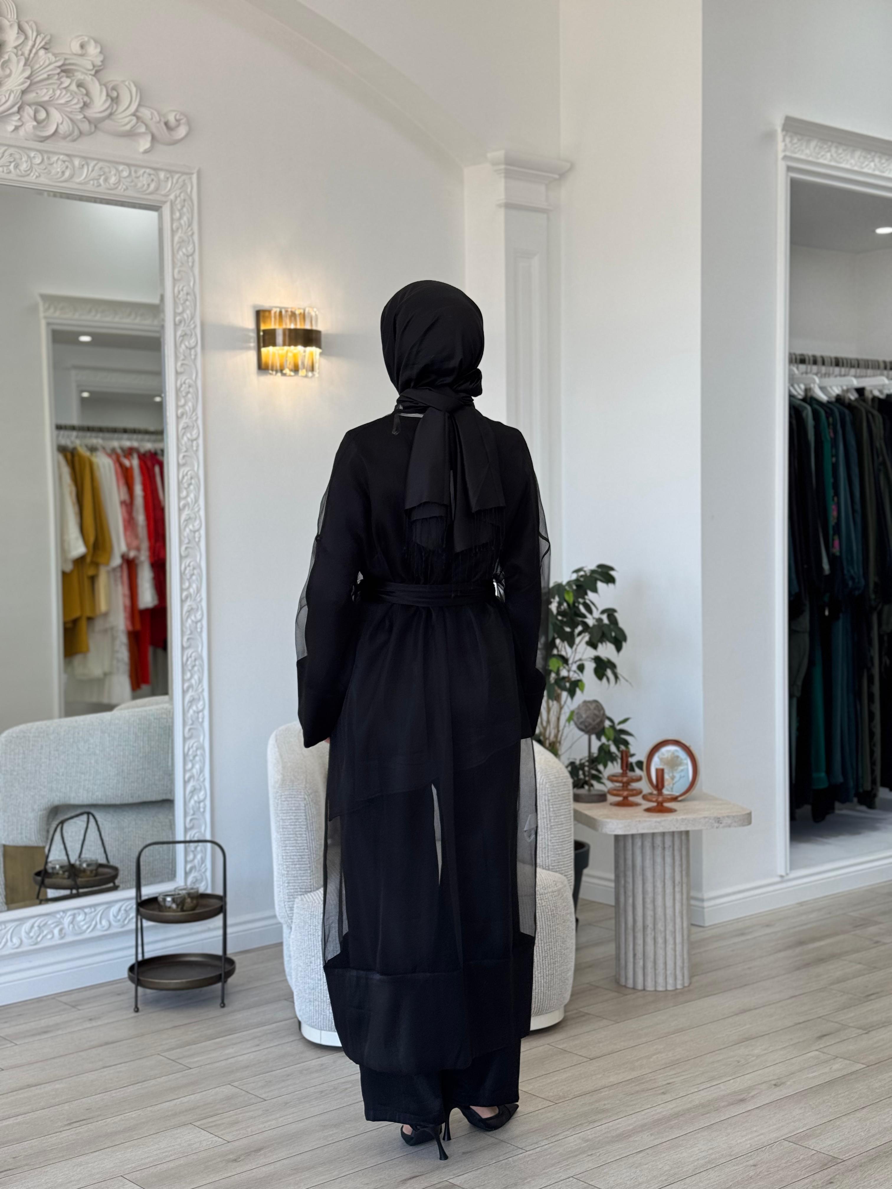 Kahma Tül Kimono Siyah 24y14056