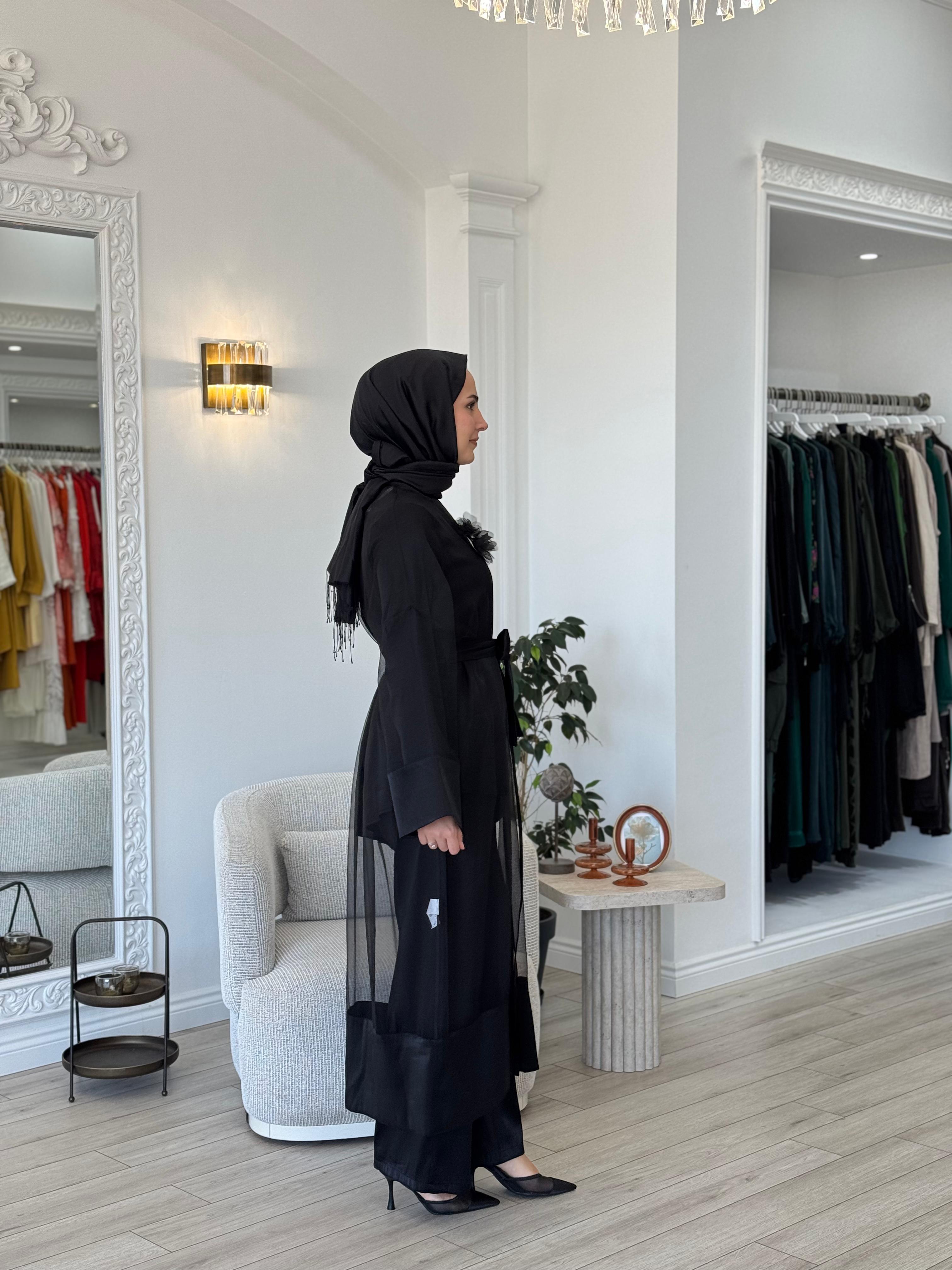Kahma Tül Kimono Siyah 24y14056