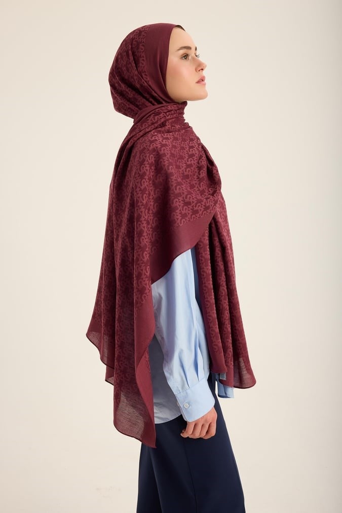 Maisa İpek Pamuk Tencel Şal Bordo 2958