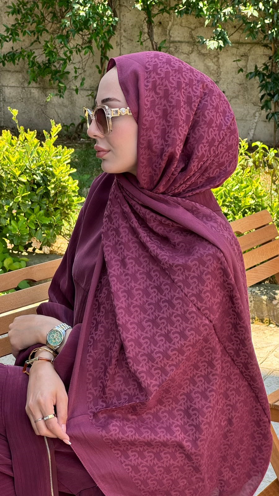 Maisa İpek Pamuk Tencel Şal Bordo 2958