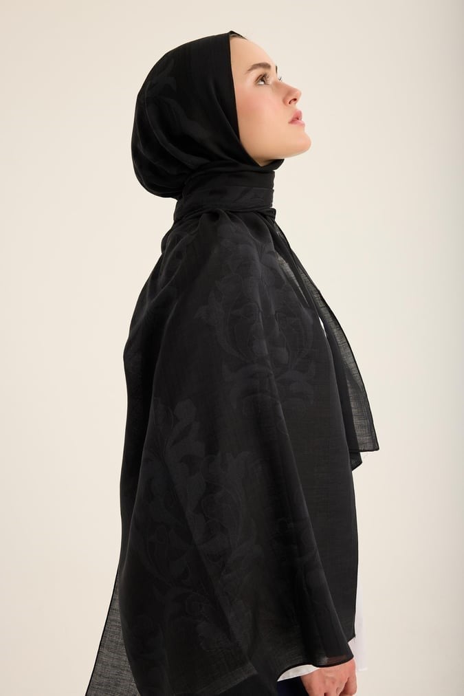 Maisa İpek Pamuk Tencel Şal D Siyah 2958