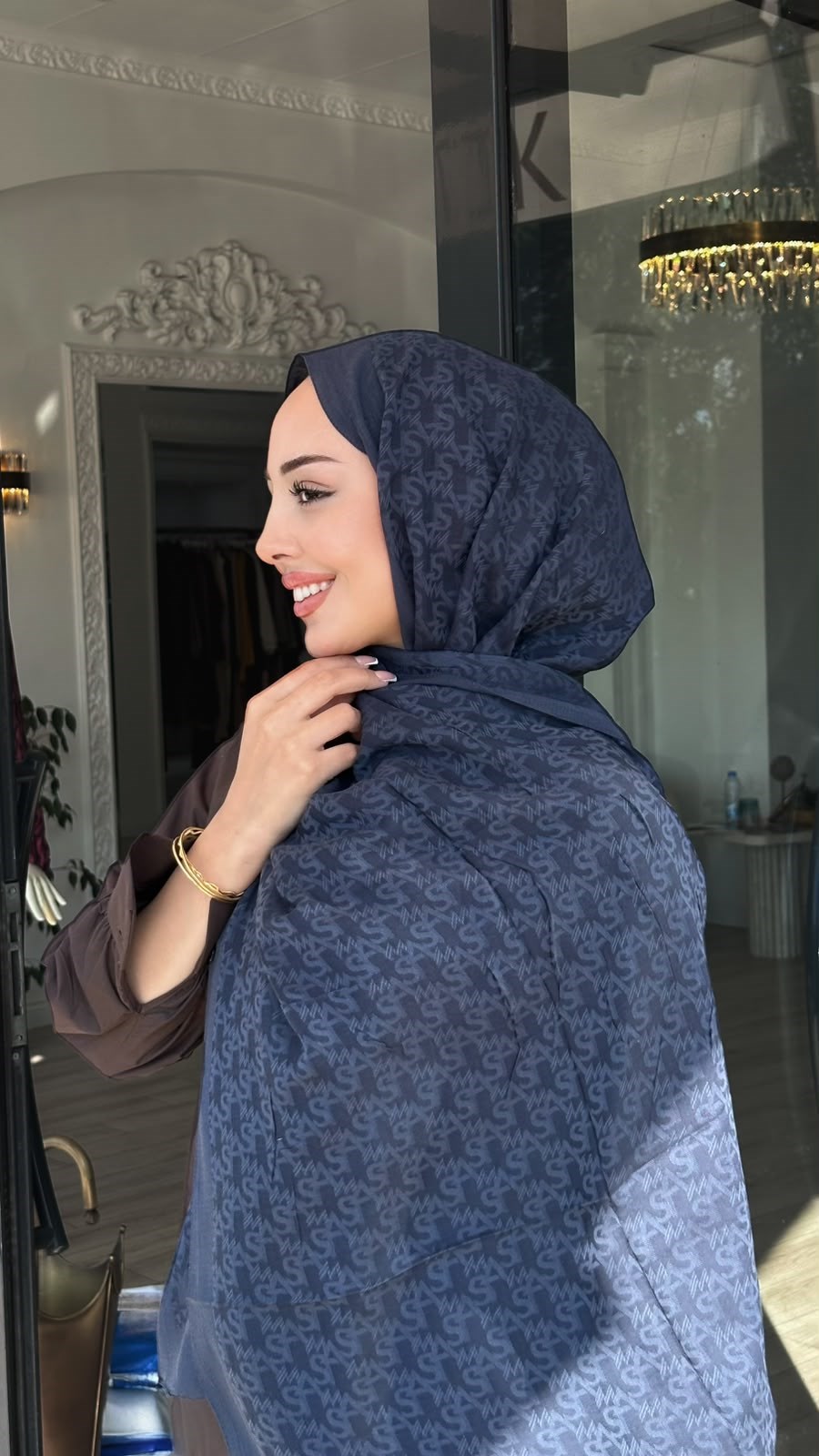 Maisa İpek Pamuk Tencel Şal Lacivert 2958