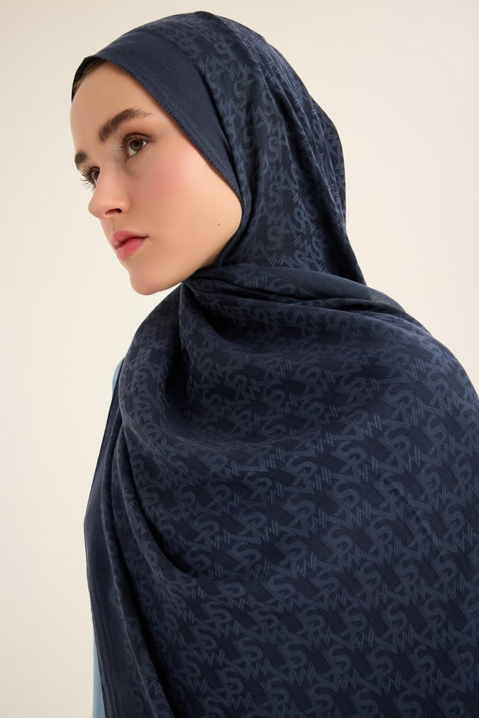 Maisa İpek Pamuk Tencel Şal Lacivert 2958