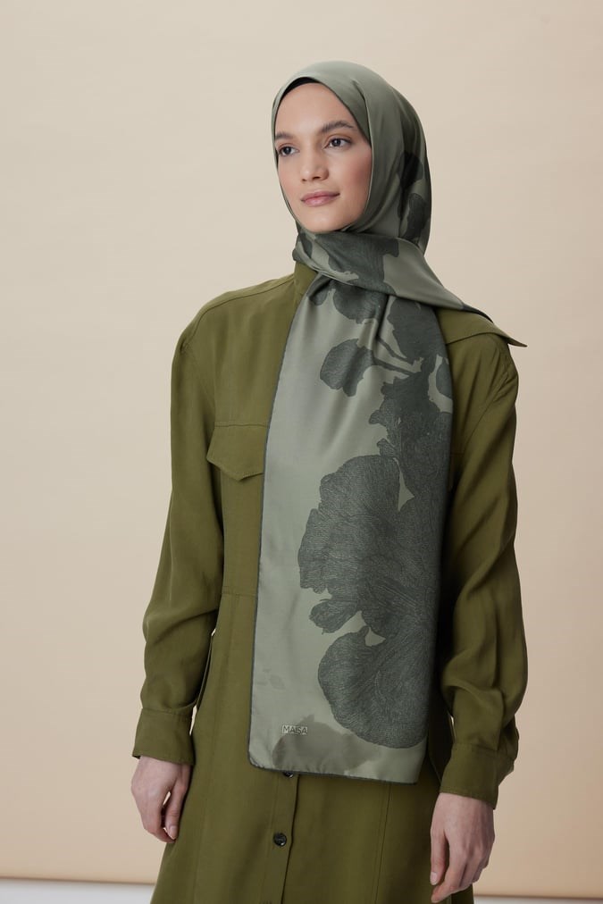 	Maisa Mulberry İpek Şal Haki 2954