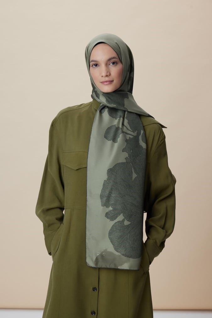 	Maisa Mulberry İpek Şal Haki 2954