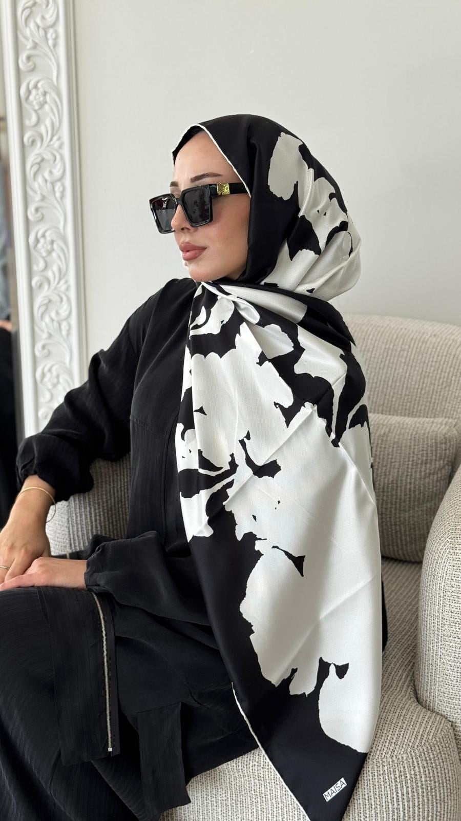 Maisa Mulberry İpek Şal Krem/Beyaz  2954