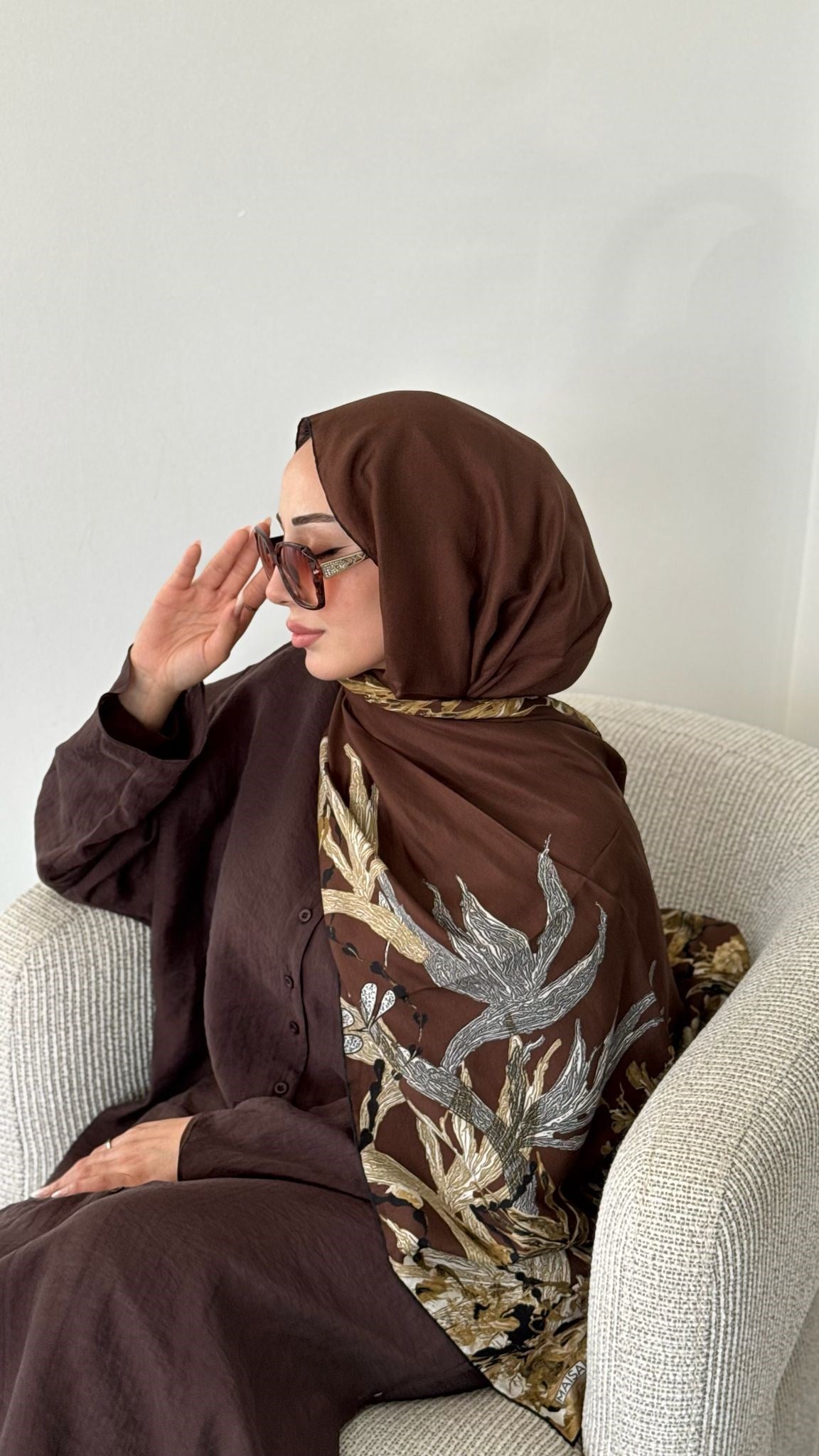 Maisa Pamuk İpek Şal S Kahverengi 2955