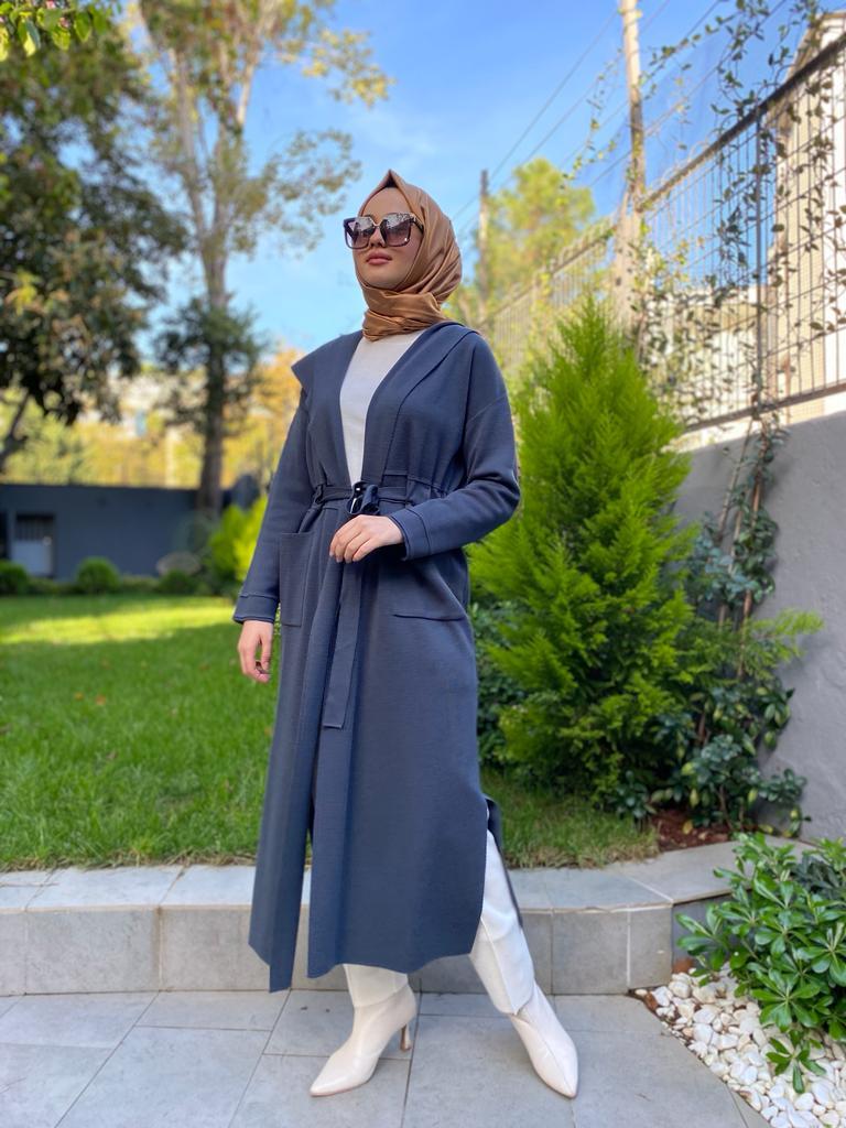 Miss Dalida Beli Kuşaklı Düz Renk Hırka Oggi Bullet t24k-9007