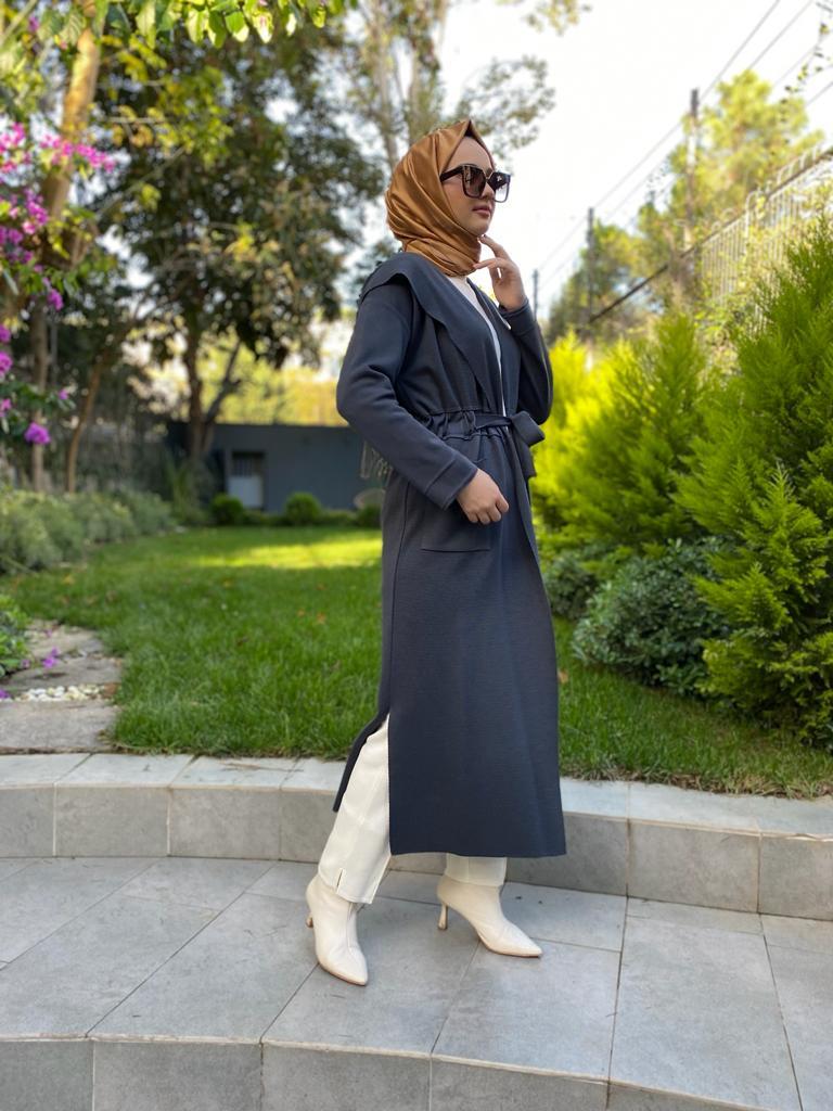 Miss Dalida Beli Kuşaklı Düz Renk Hırka Oggi Bullet t24k-9007