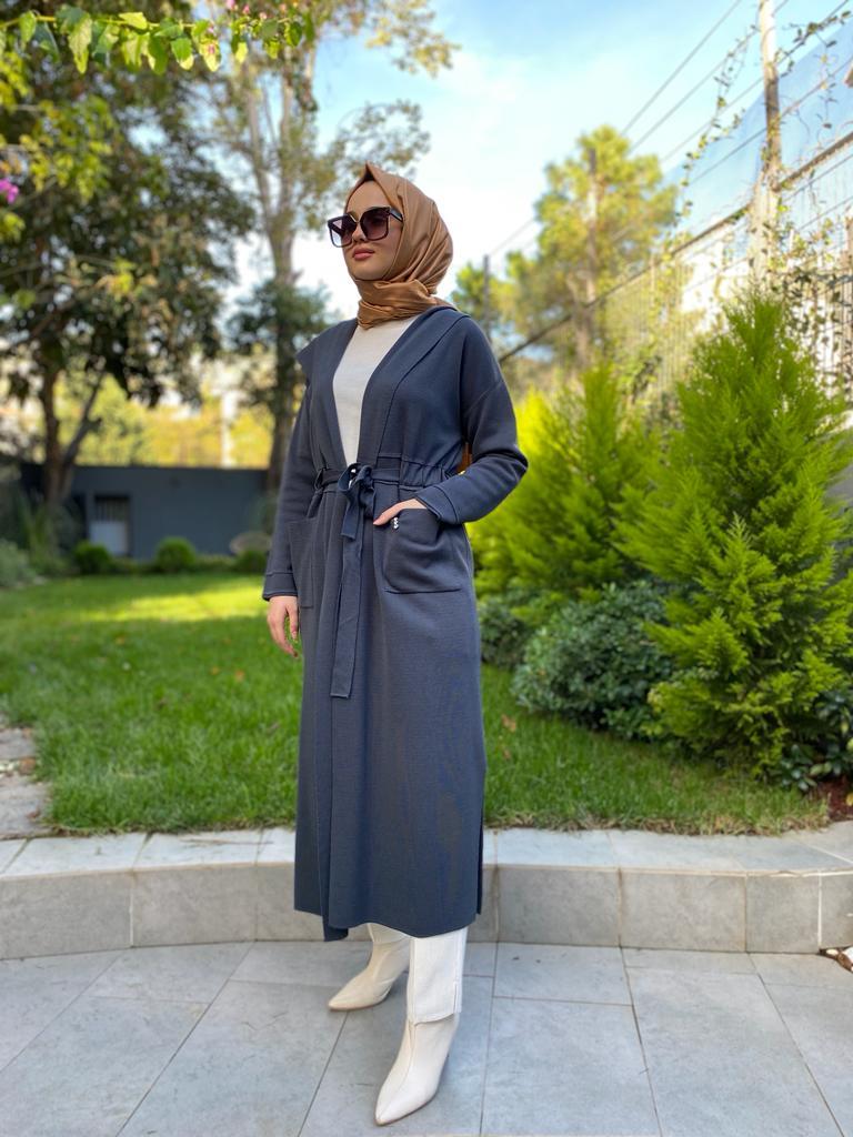 Miss Dalida Beli Kuşaklı Düz Renk Hırka Oggi Bullet t24k-9007
