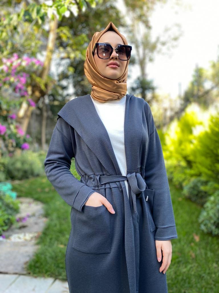 Miss Dalida Beli Kuşaklı Düz Renk Hırka Oggi Bullet t24k-9007