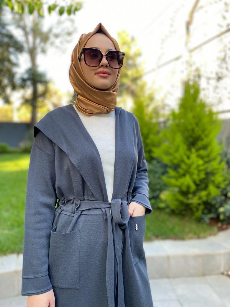 Miss Dalida Beli Kuşaklı Düz Renk Hırka Oggi Bullet t24k-9007