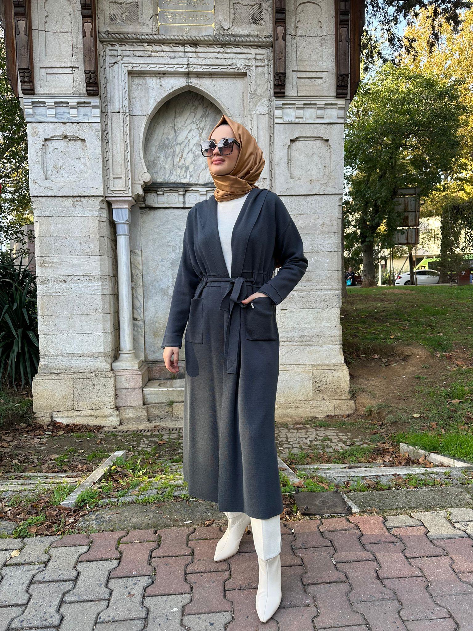 Miss Dalida Beli Kuşaklı Düz Renk Hırka Oggi Bullet t24k-9007