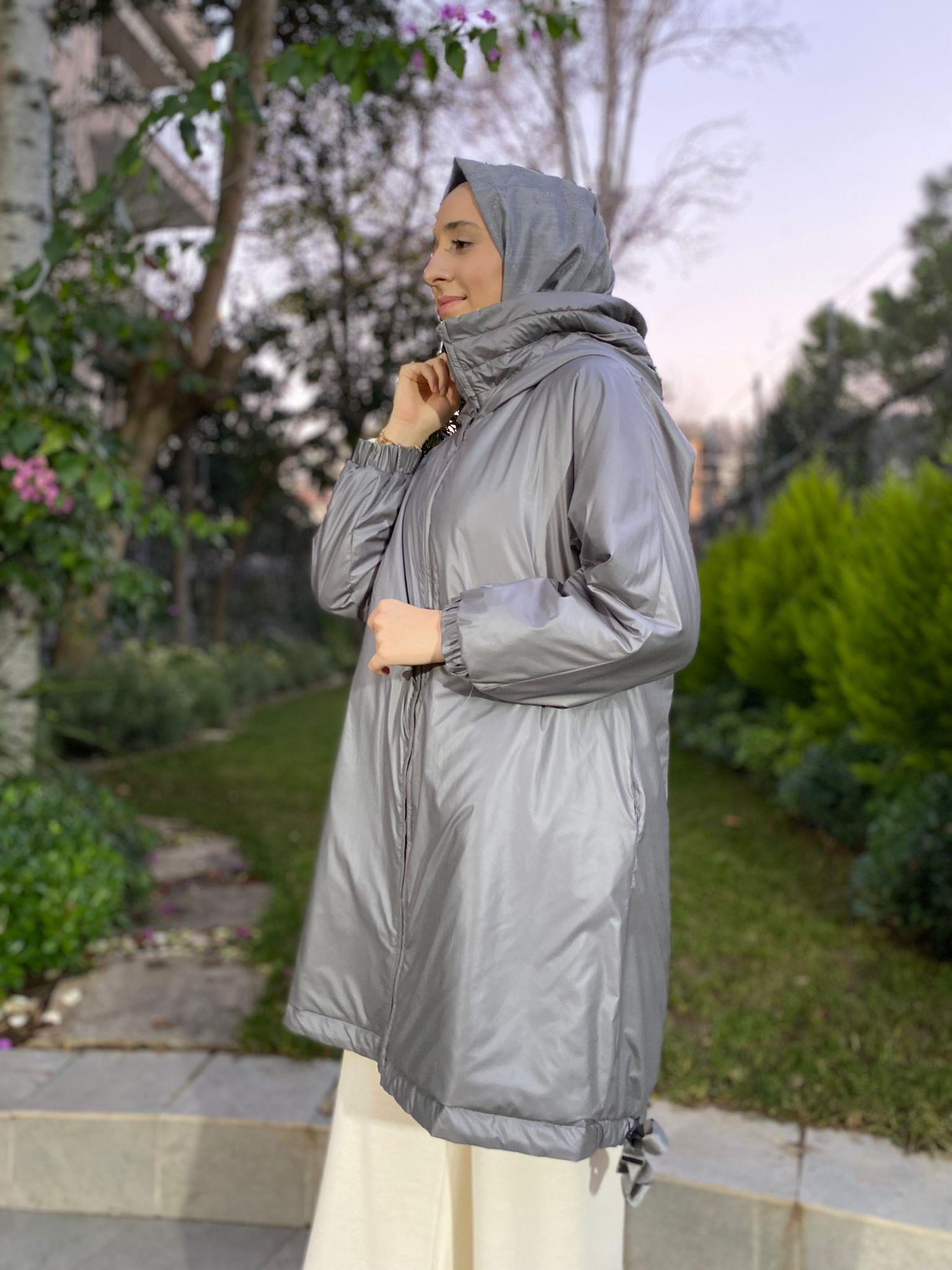 Miss Dalida Çift Taraflı Triko Astarlı Hafif Mont Gri t24k-8017