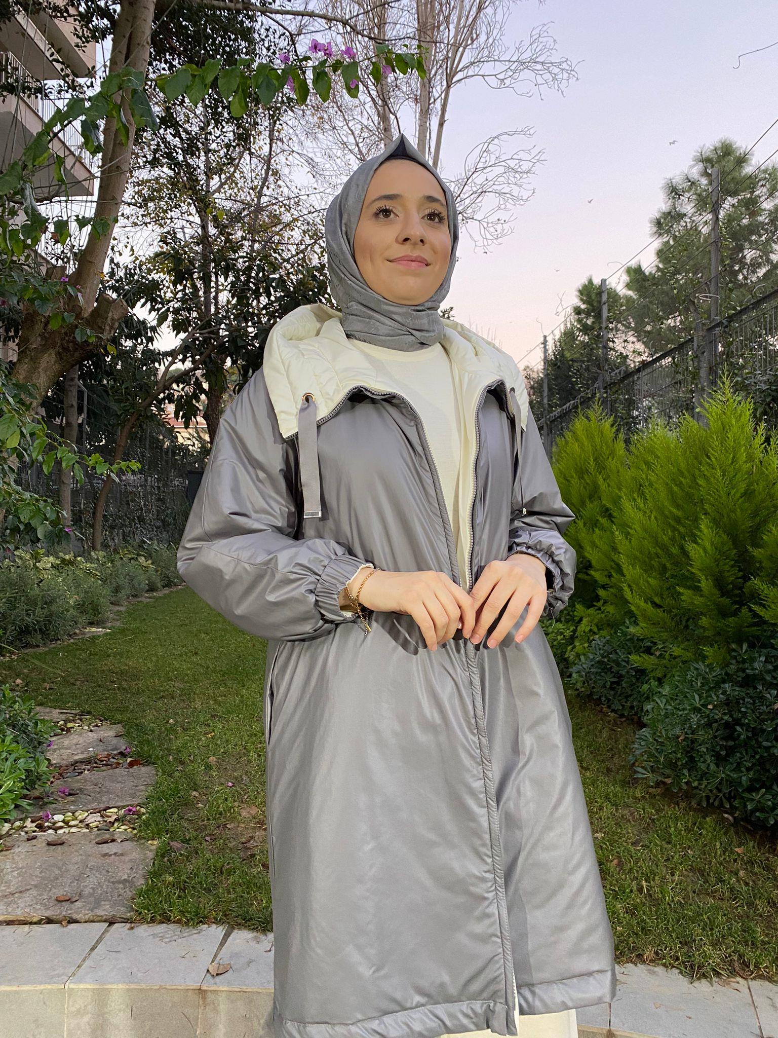 Miss Dalida Çift Taraflı Triko Astarlı Hafif Mont Gri t24k-8017