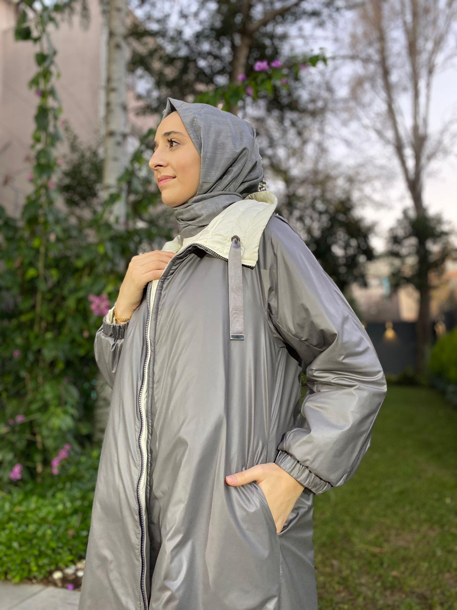 Miss Dalida Çift Taraflı Triko Astarlı Hafif Mont Gri t24k-8017