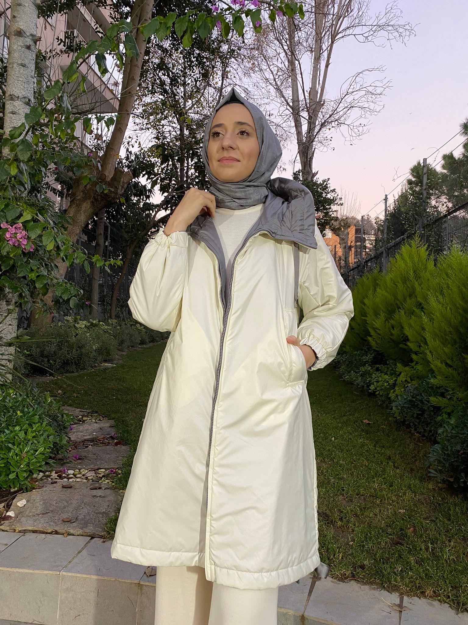 Miss Dalida Çift Taraflı Triko Astarlı Hafif Mont Gri t24k-8017