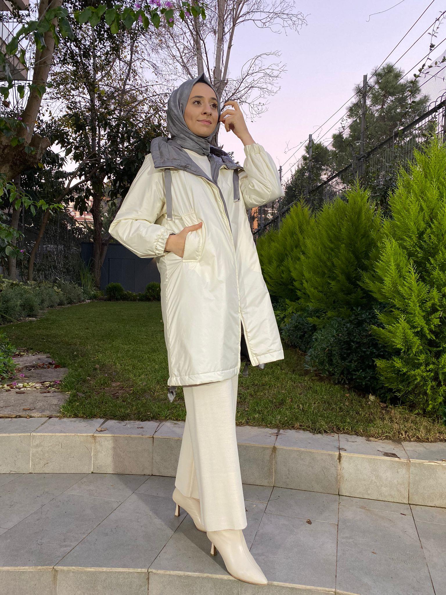 Miss Dalida Çift Taraflı Triko Astarlı Hafif Mont Gri t24k-8017