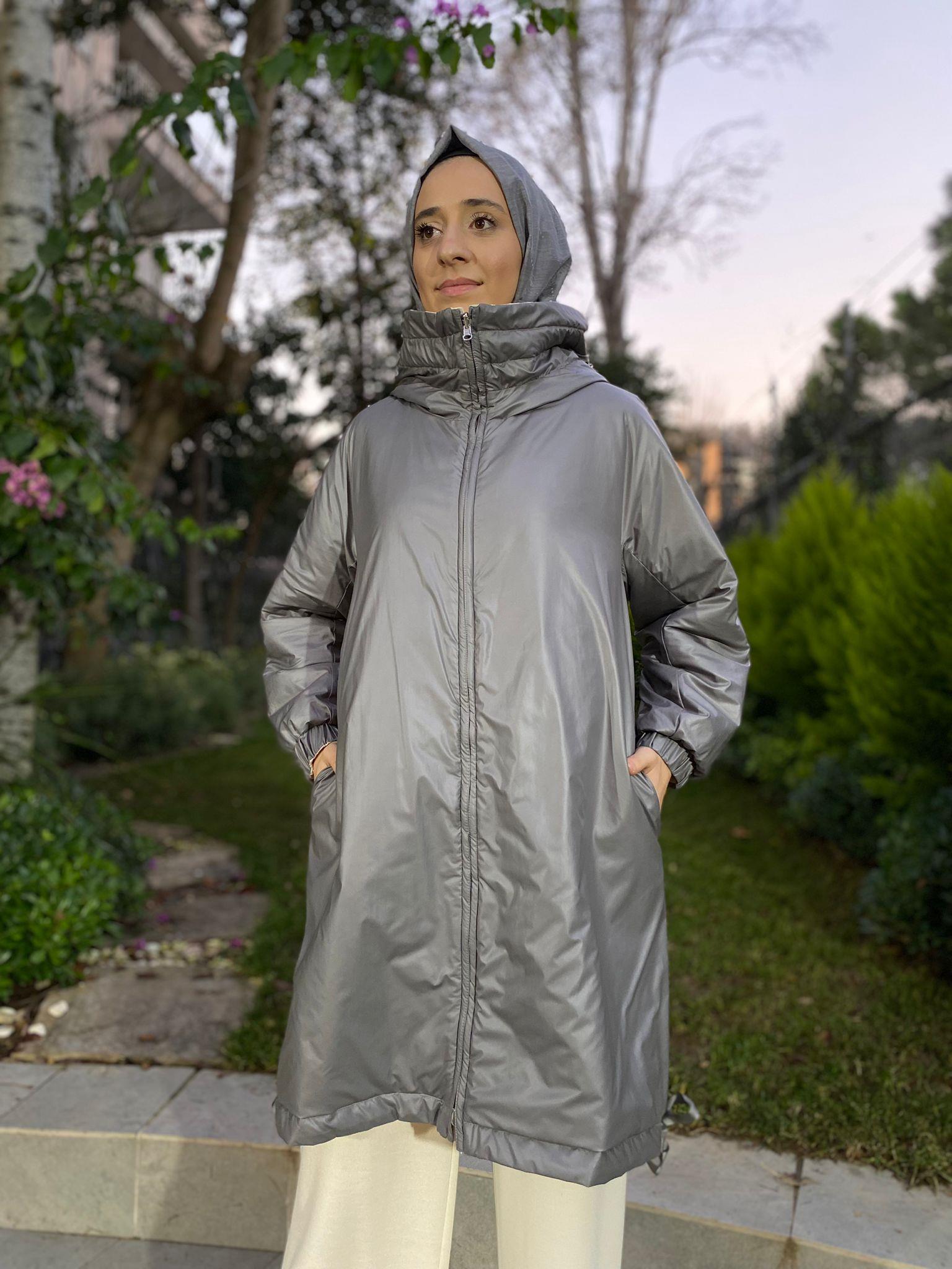 Miss Dalida Çift Taraflı Triko Astarlı Hafif Mont Gri t24k-8017