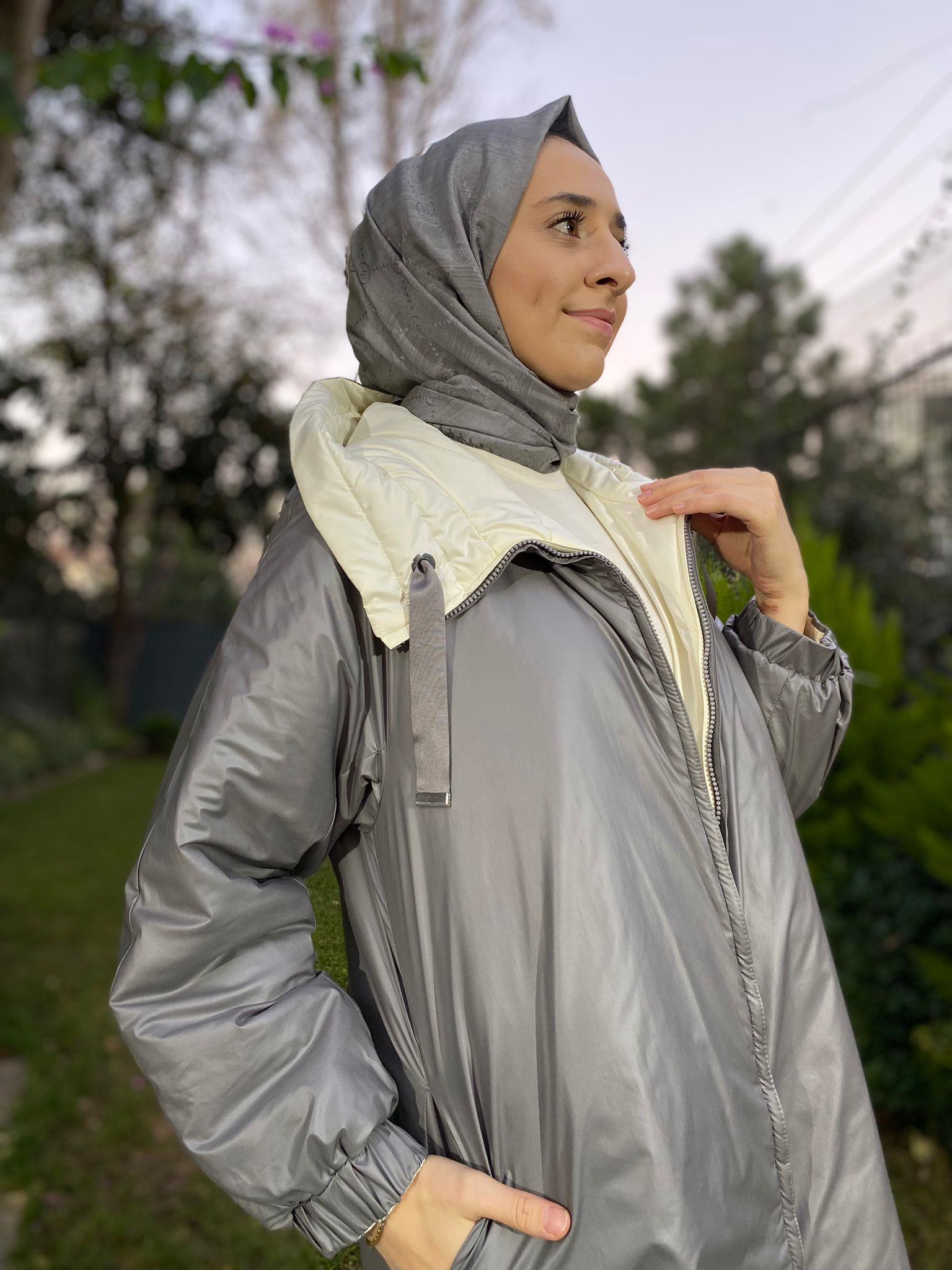 Miss Dalida Çift Taraflı Triko Astarlı Hafif Mont Gri t24k-8017