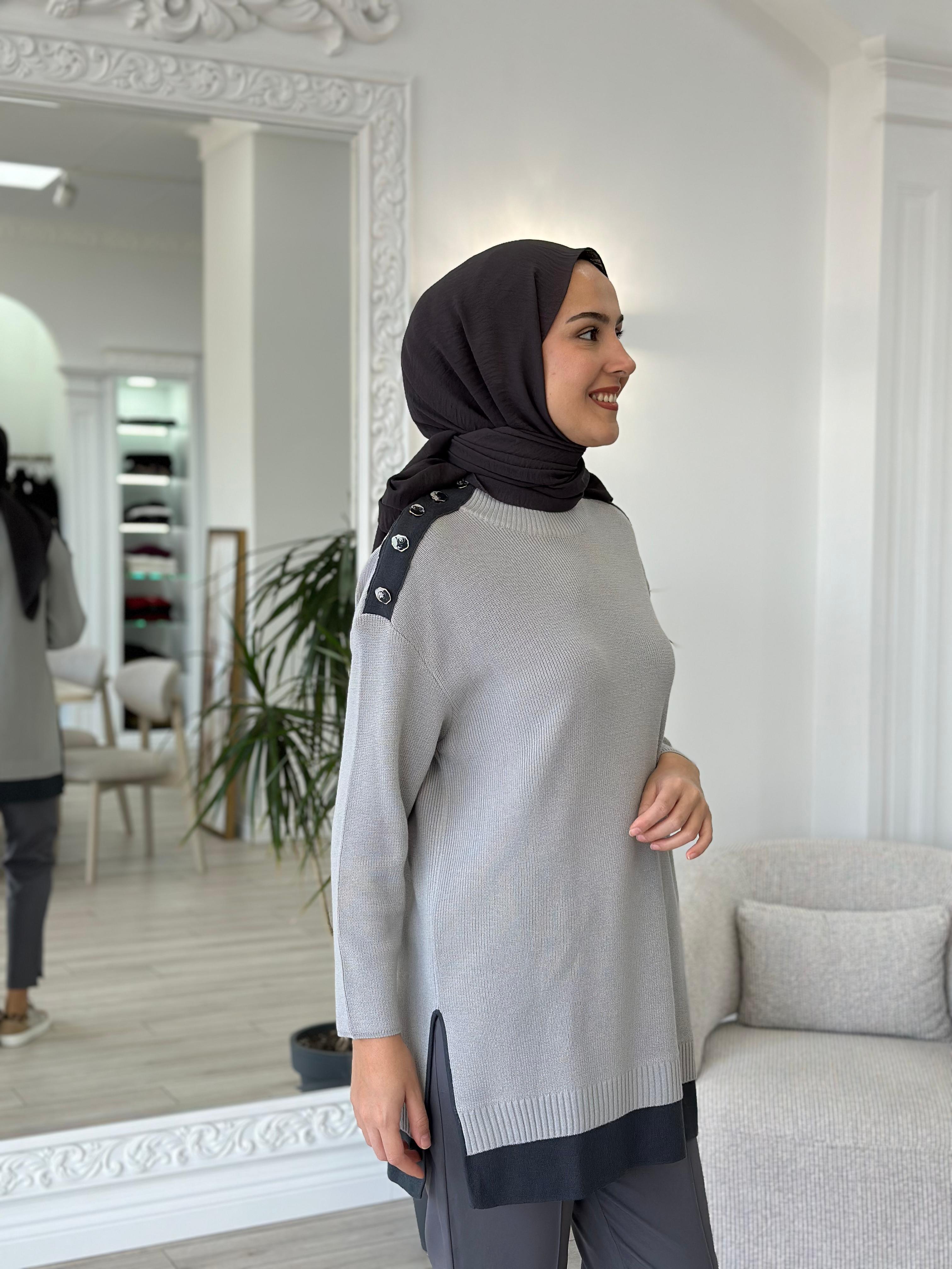 Miss Dalida Gri Triko Tunik T24K-6009