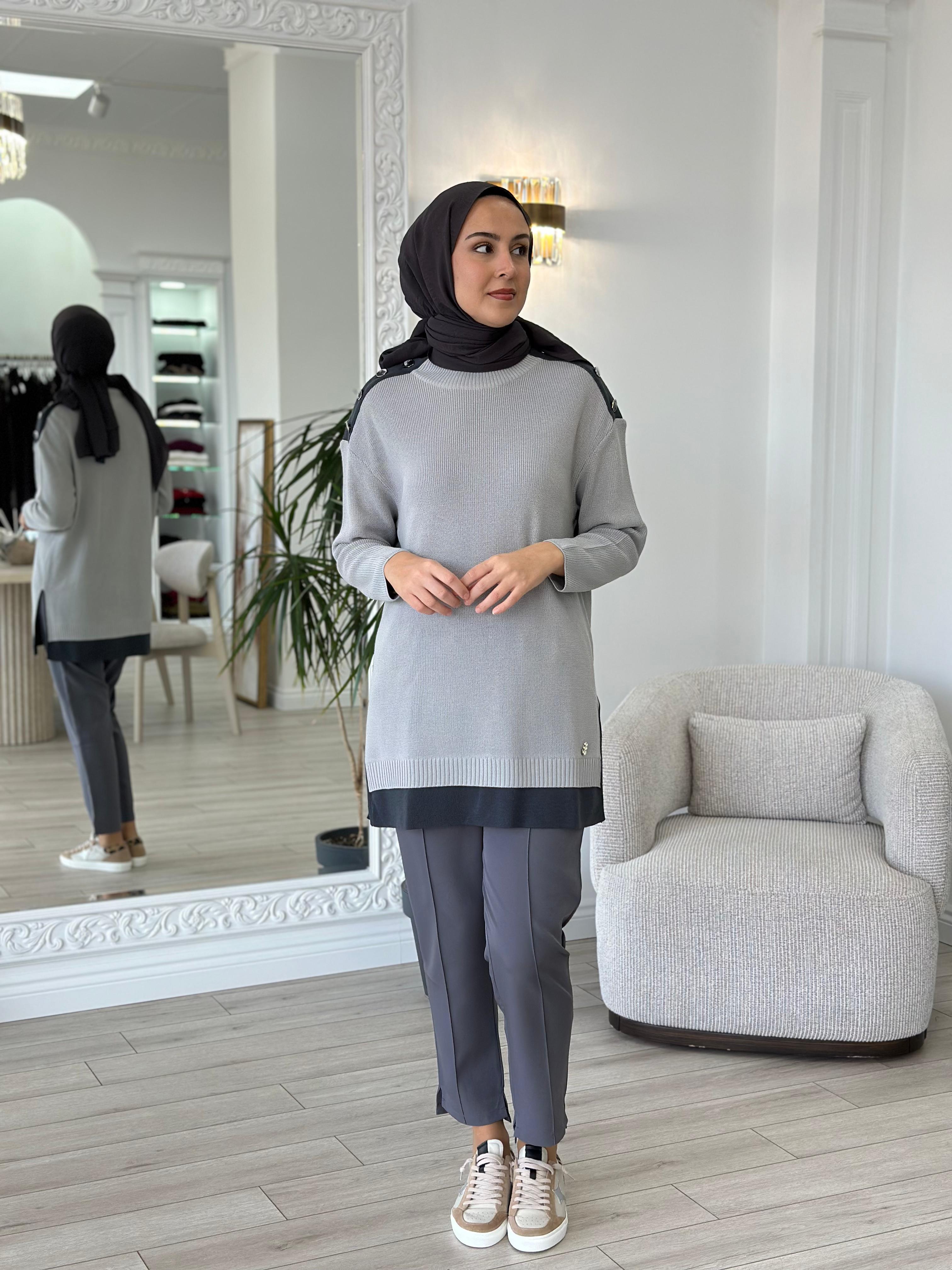 Miss Dalida Gri Triko Tunik T24K-6009