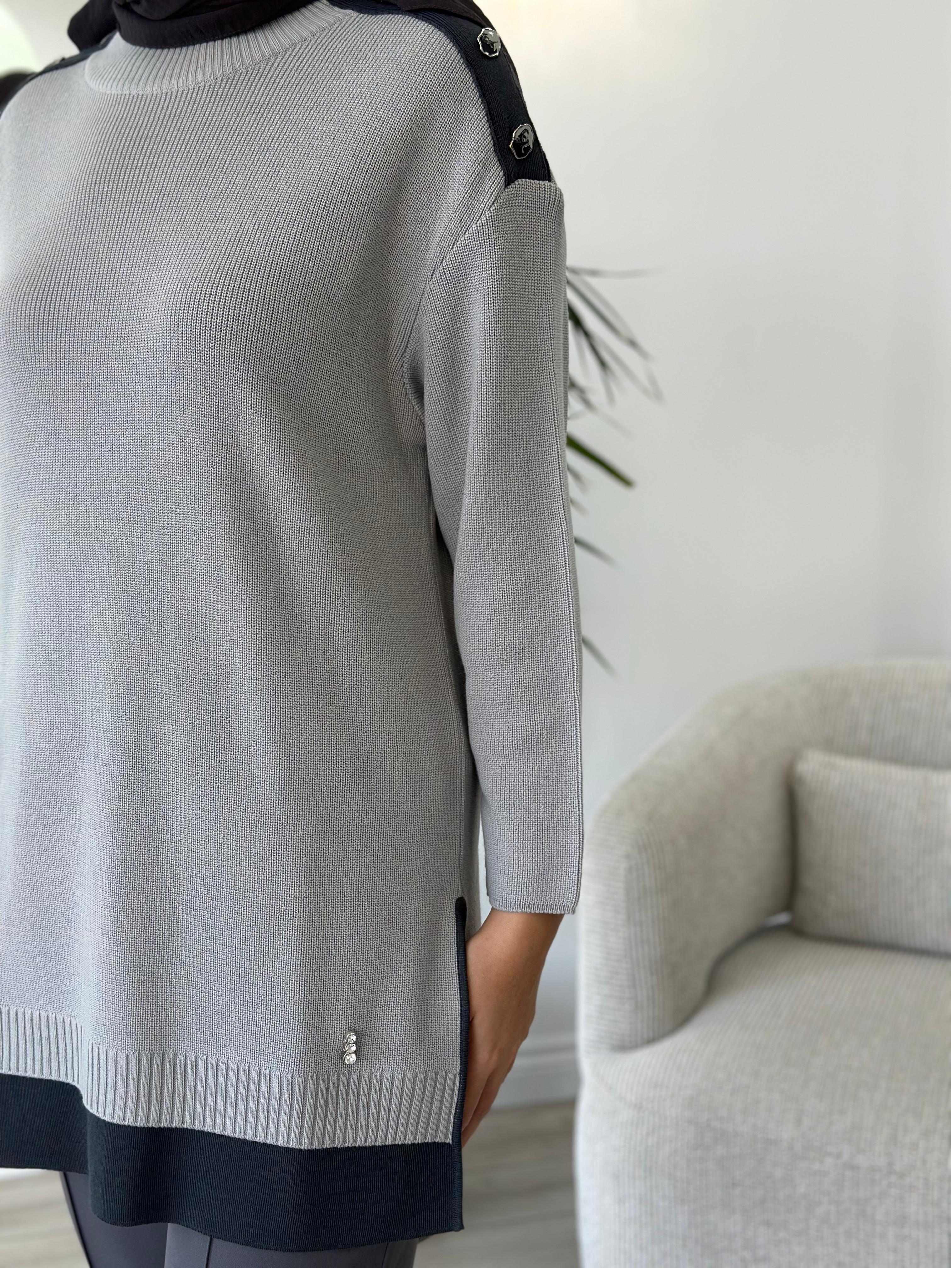 Miss Dalida Gri Triko Tunik T24K-6009