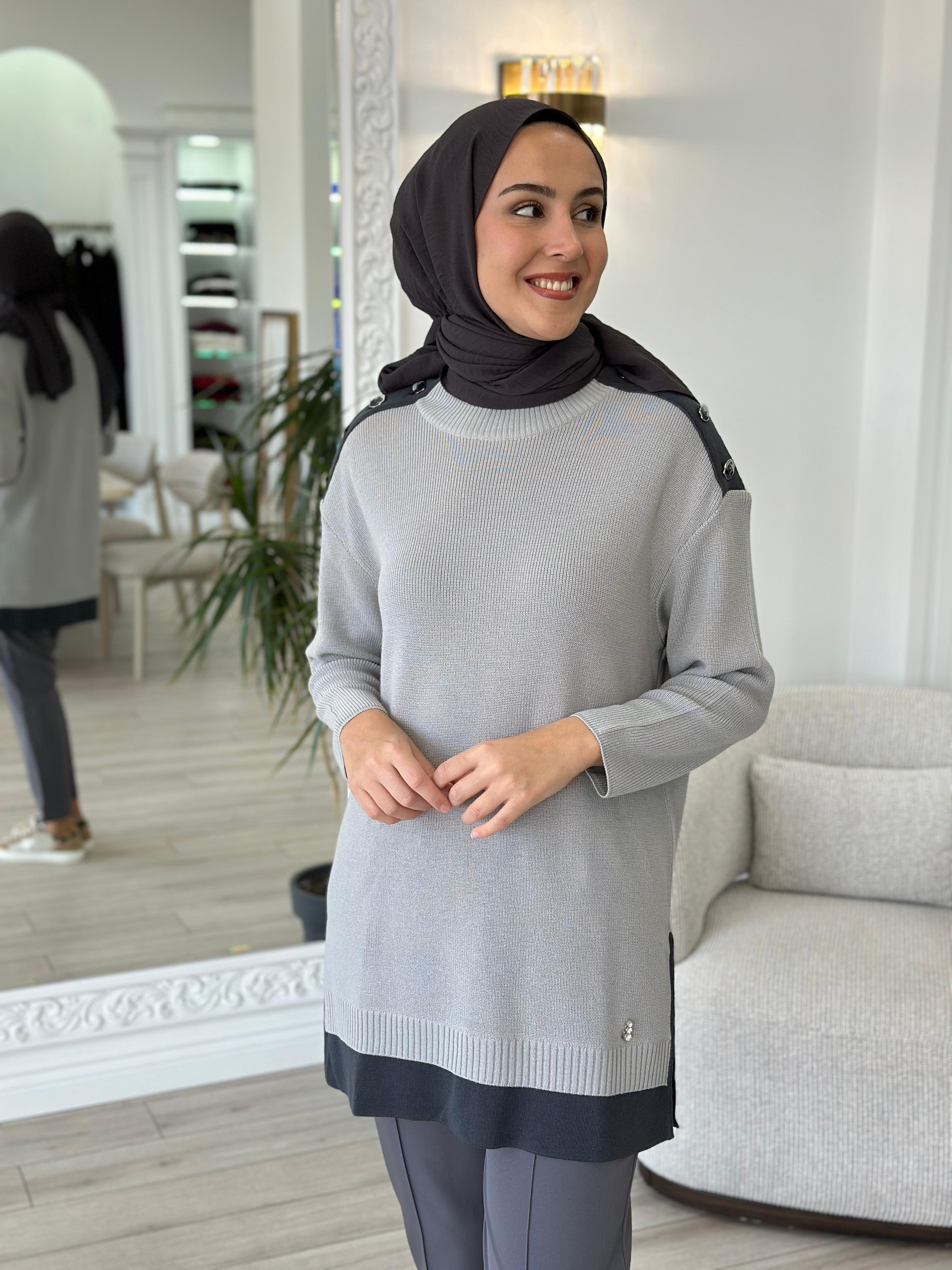 Miss Dalida Gri Triko Tunik T24K-6009