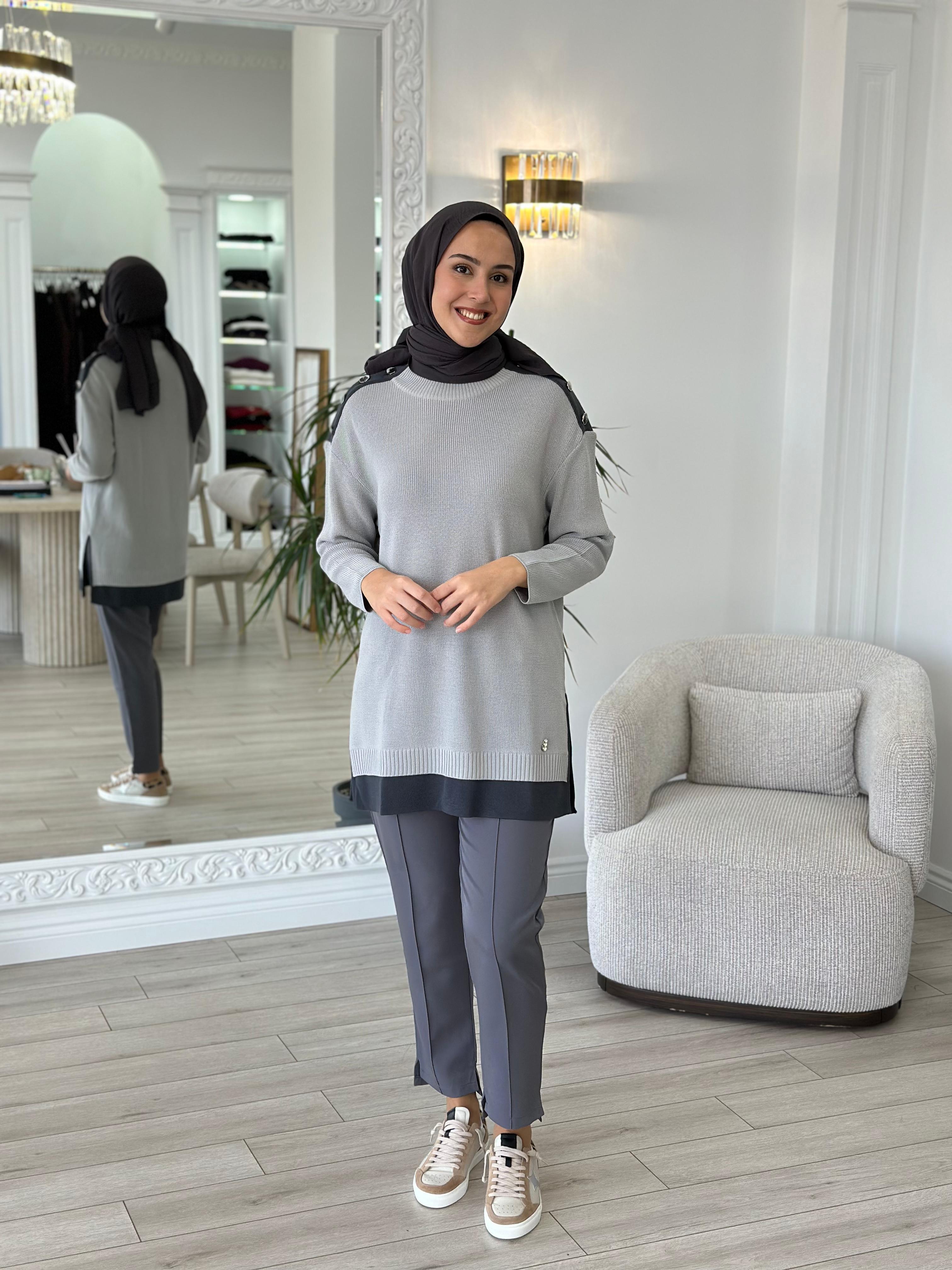 Miss Dalida Gri Triko Tunik T24K-6009