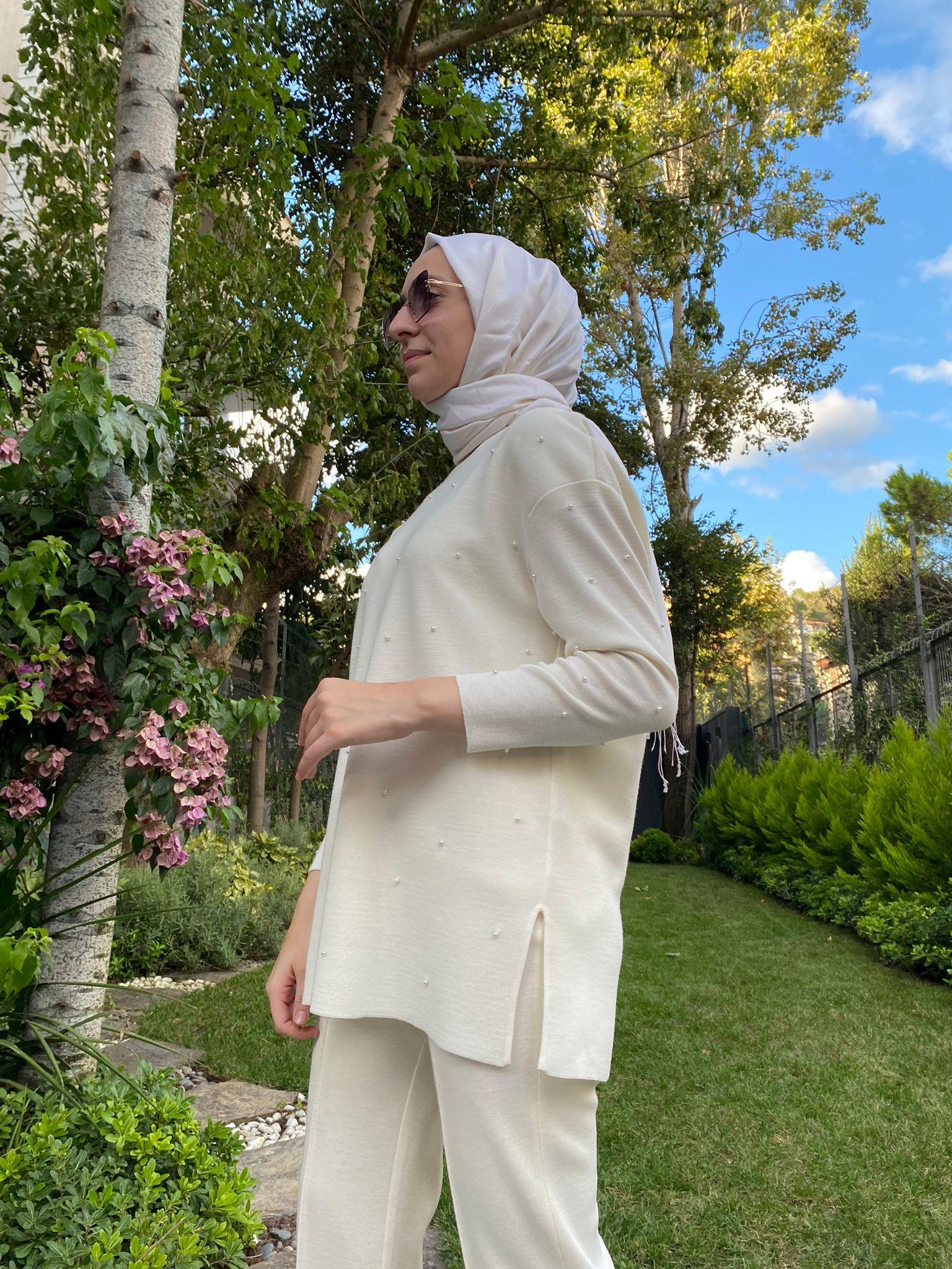 Miss Dalida İncili Ekru Triko T24K-6025