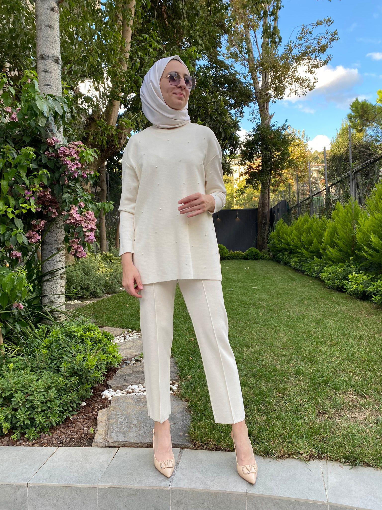 Miss Dalida İncili Ekru Triko T24K-6025