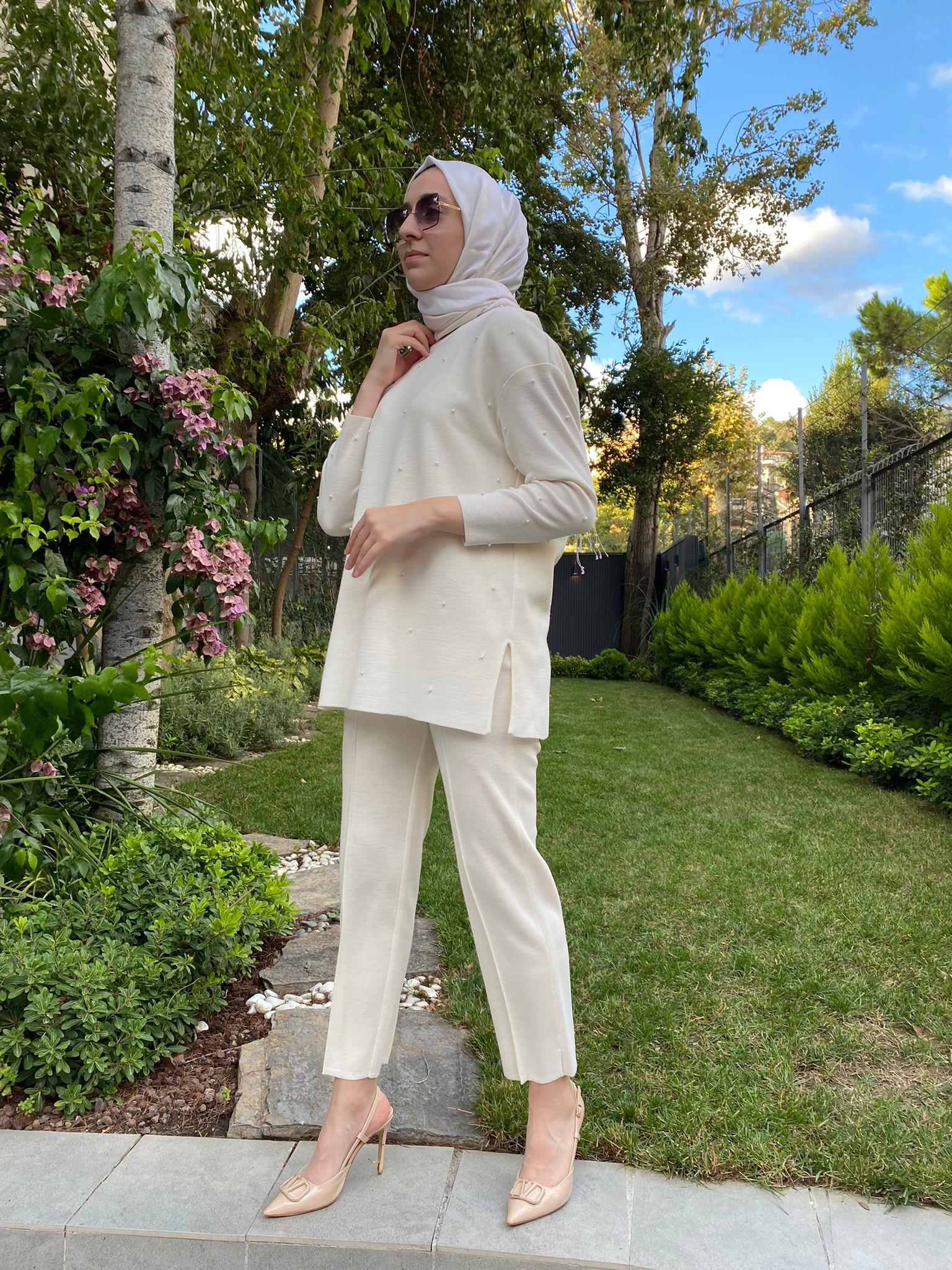 Miss Dalida İncili Ekru Triko T24K-6025