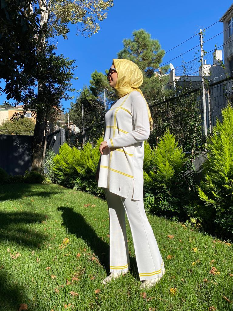 Miss Dalida Kare Desenli Tunik Etica Sarı t24k-6003