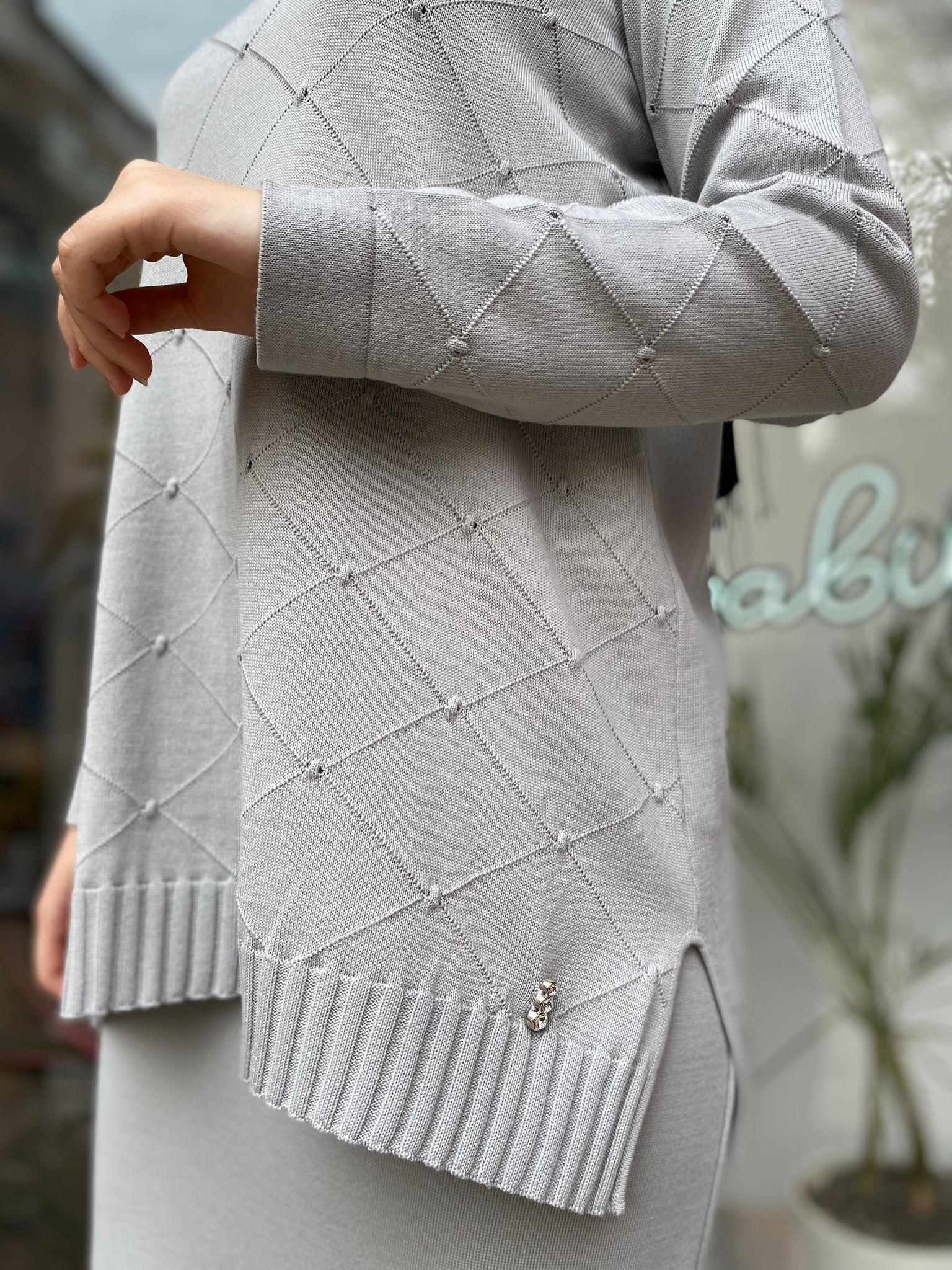 Miss Dalida Kendinden Dokulu Tunik Villa Gri t24k-6005
