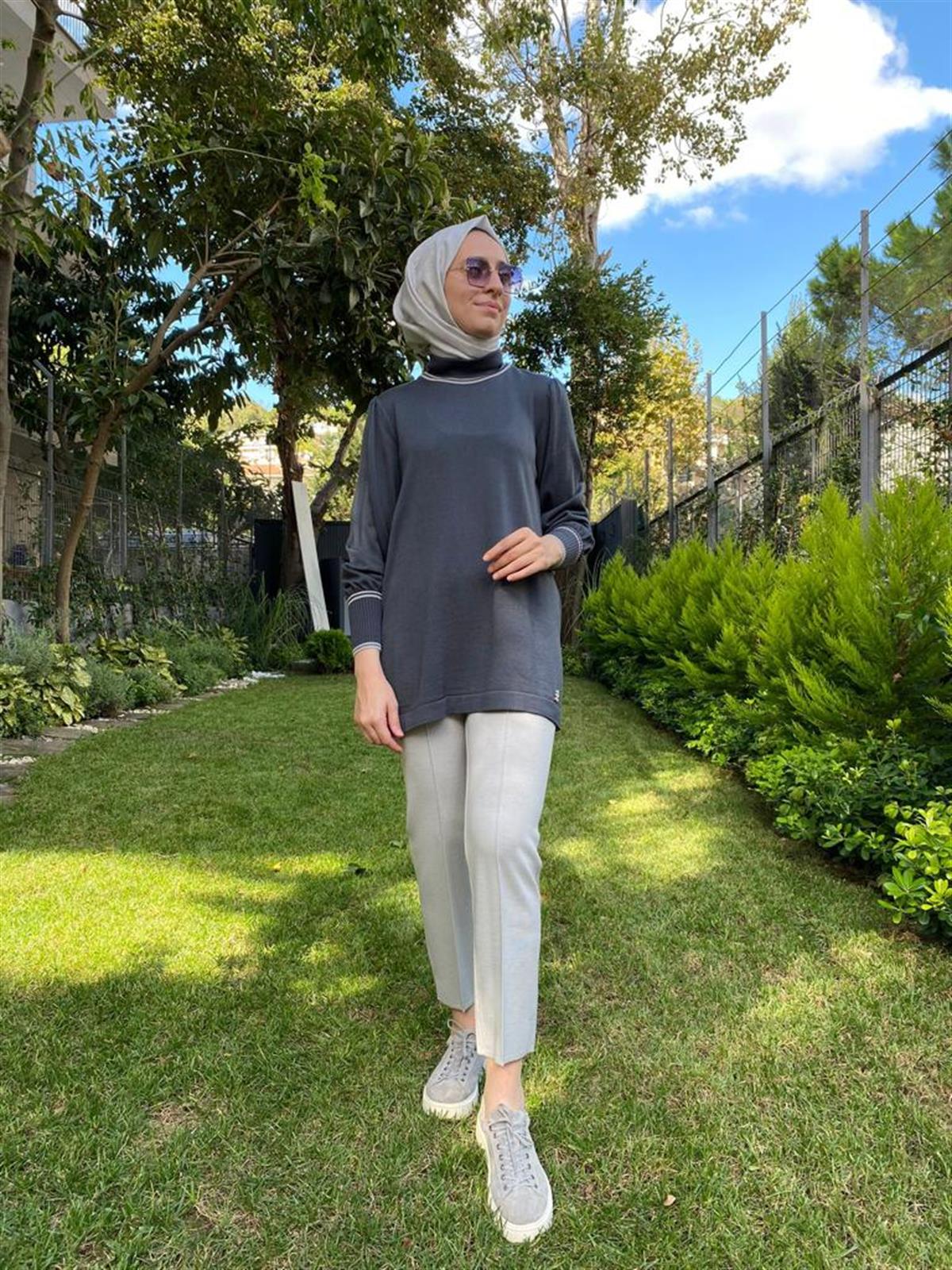 Miss Dalida Kurşun Biye Detay Triko Tunik T24K-6007