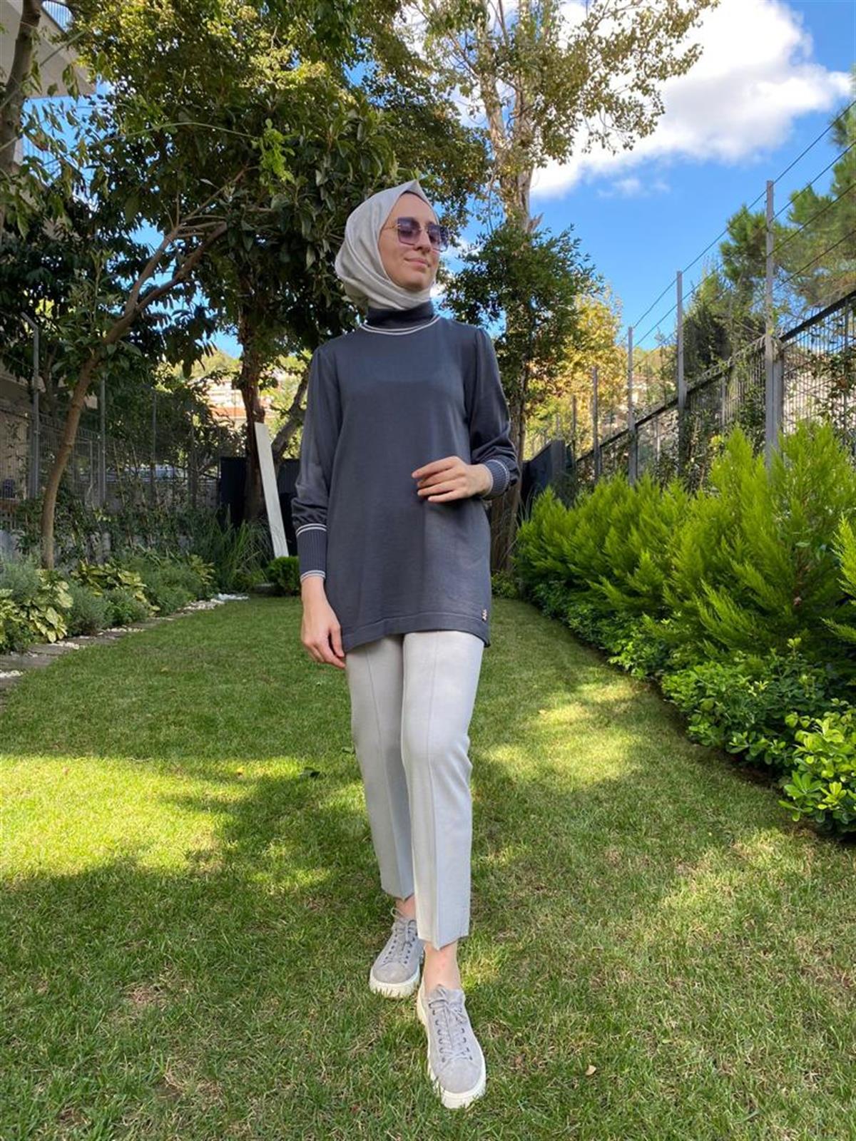 Miss Dalida Kurşun Biye Detay Triko Tunik T24K-6007
