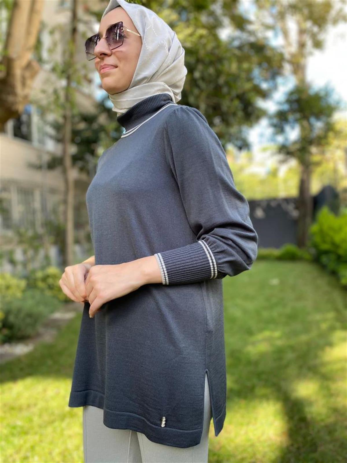 Miss Dalida Kurşun Biye Detay Triko Tunik T24K-6007