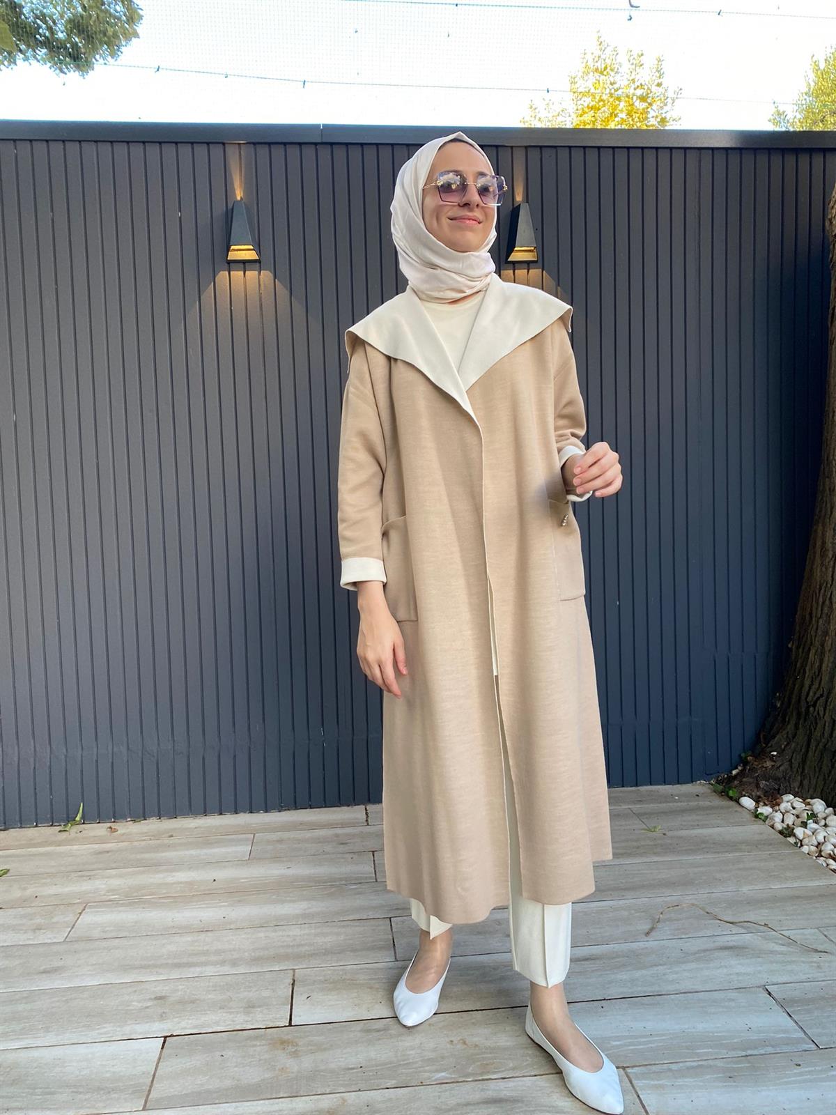 Miss Dalida Şal Yaka Camel Hırka T24K-9021