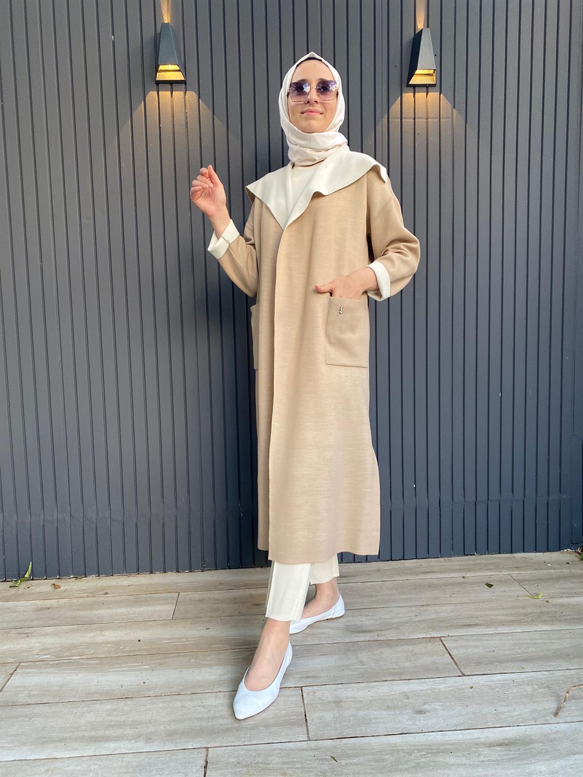 Miss Dalida Şal Yaka Camel Hırka T24K-9021