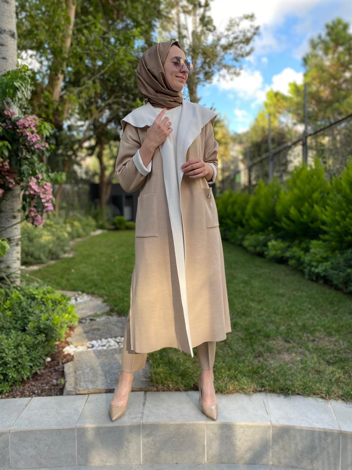 Miss Dalida Şal Yaka Camel Hırka T24K-9021