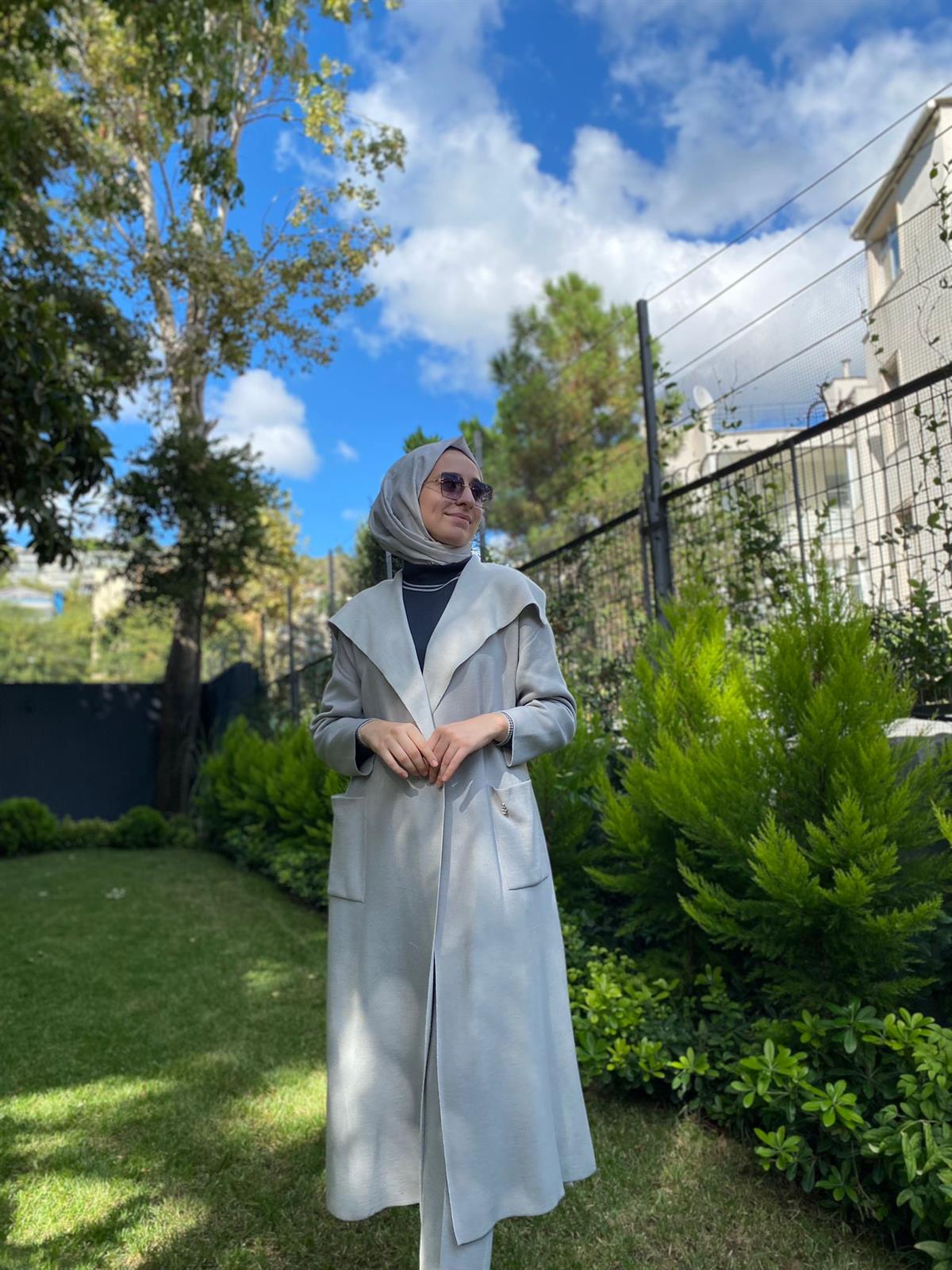 Miss Dalida Şal Yaka Gri Hırka T24K-9021 