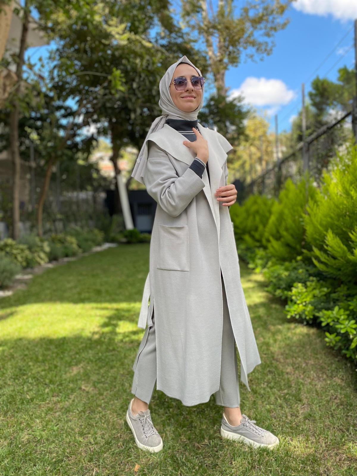 Miss Dalida Şal Yaka Gri Hırka T24K-9021 