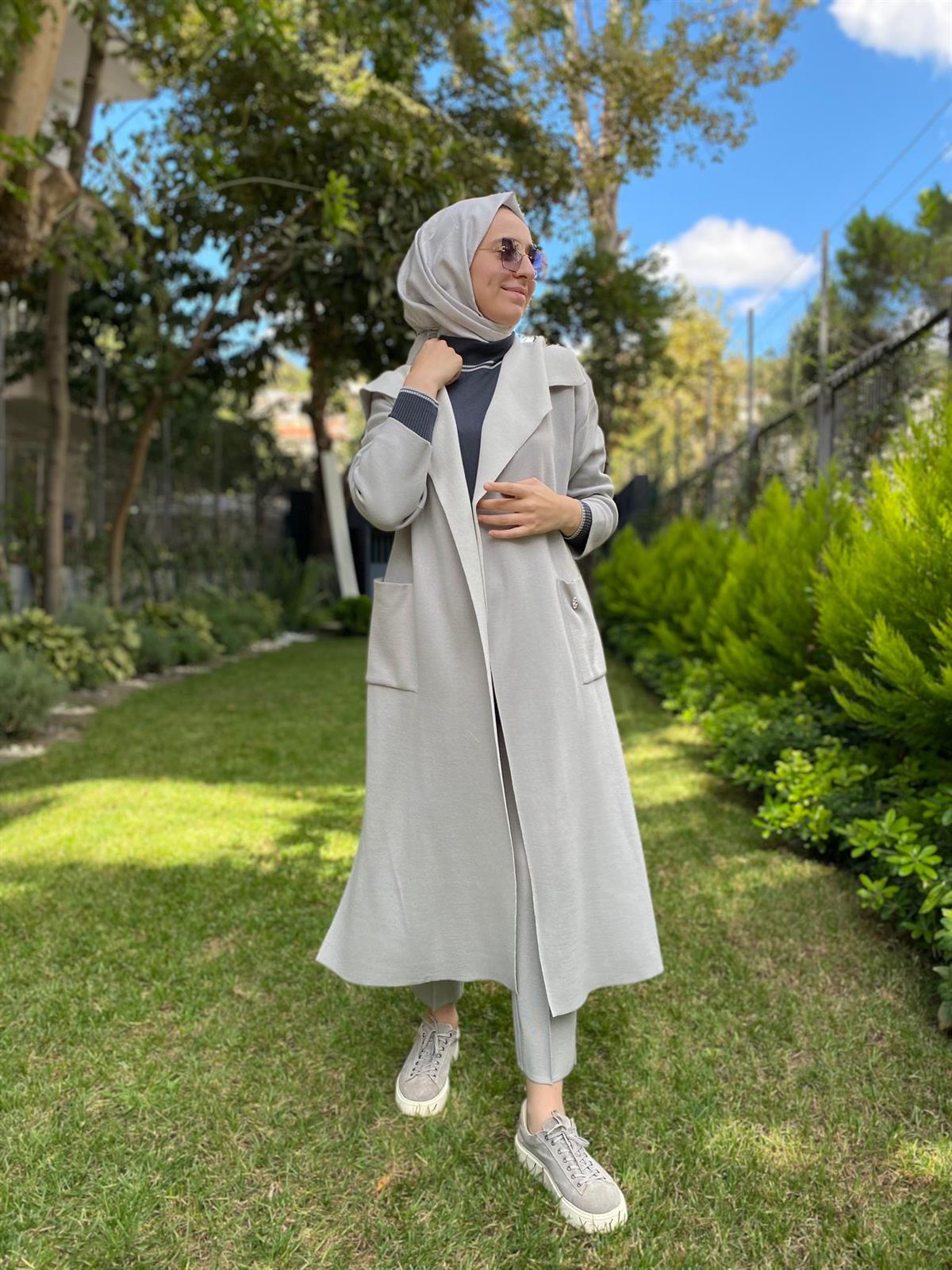 Miss Dalida Şal Yaka Gri Hırka T24K-9021 