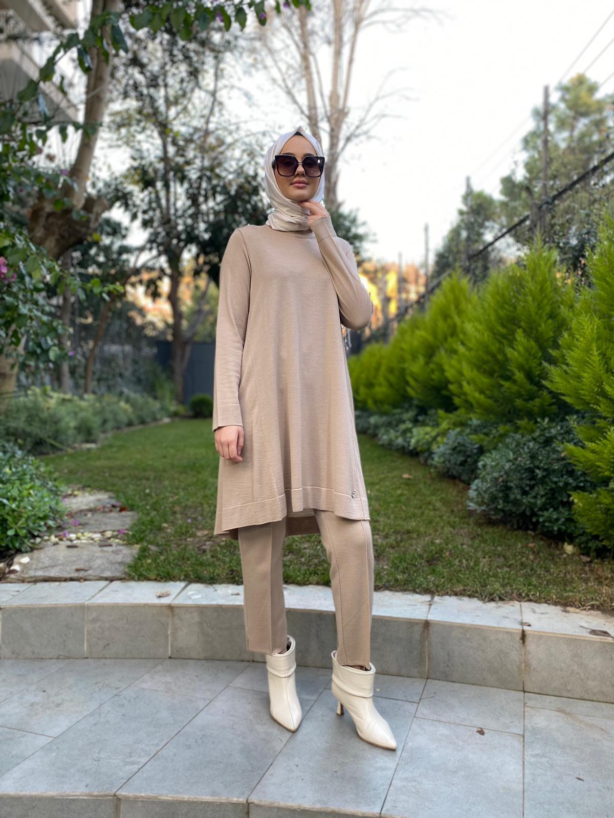Miss Dalida Sırt Plise Detaylı Triko Tunik Coro Caramel t24k-6032