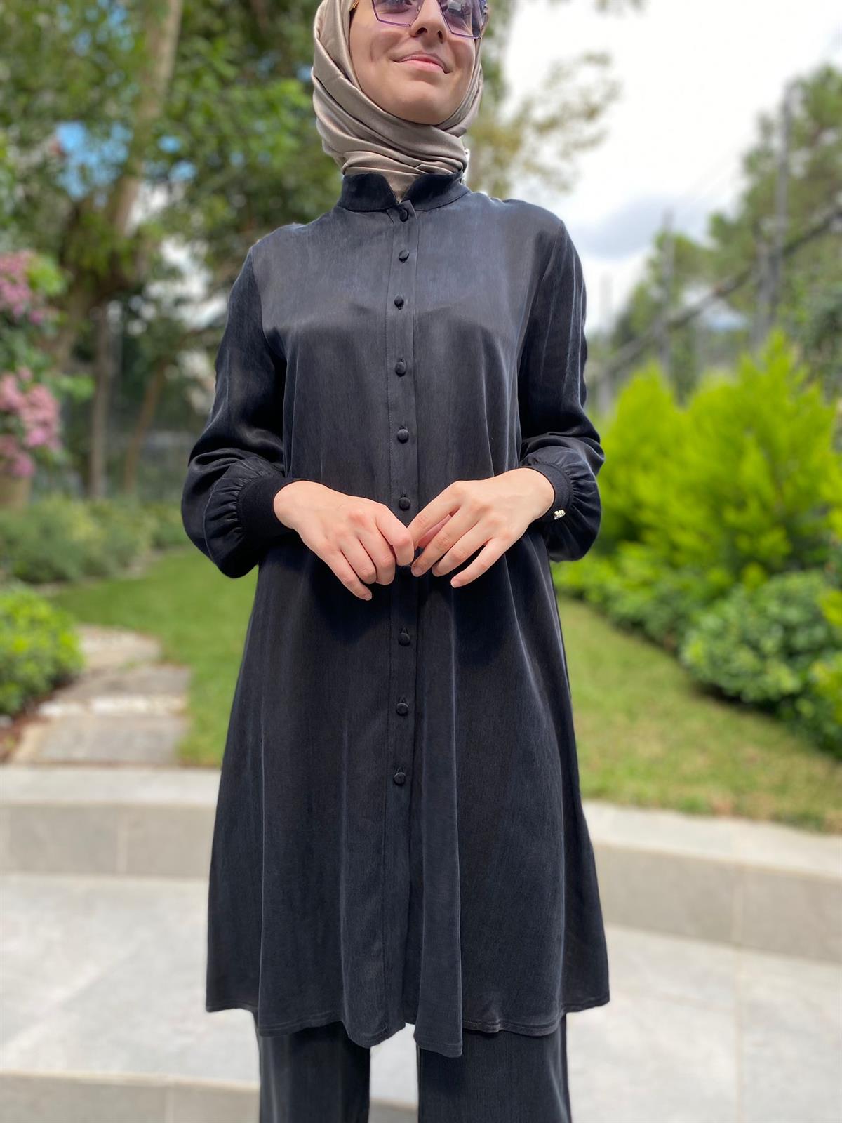 Miss Dalida Siyah İpek Tunik T24K-3001