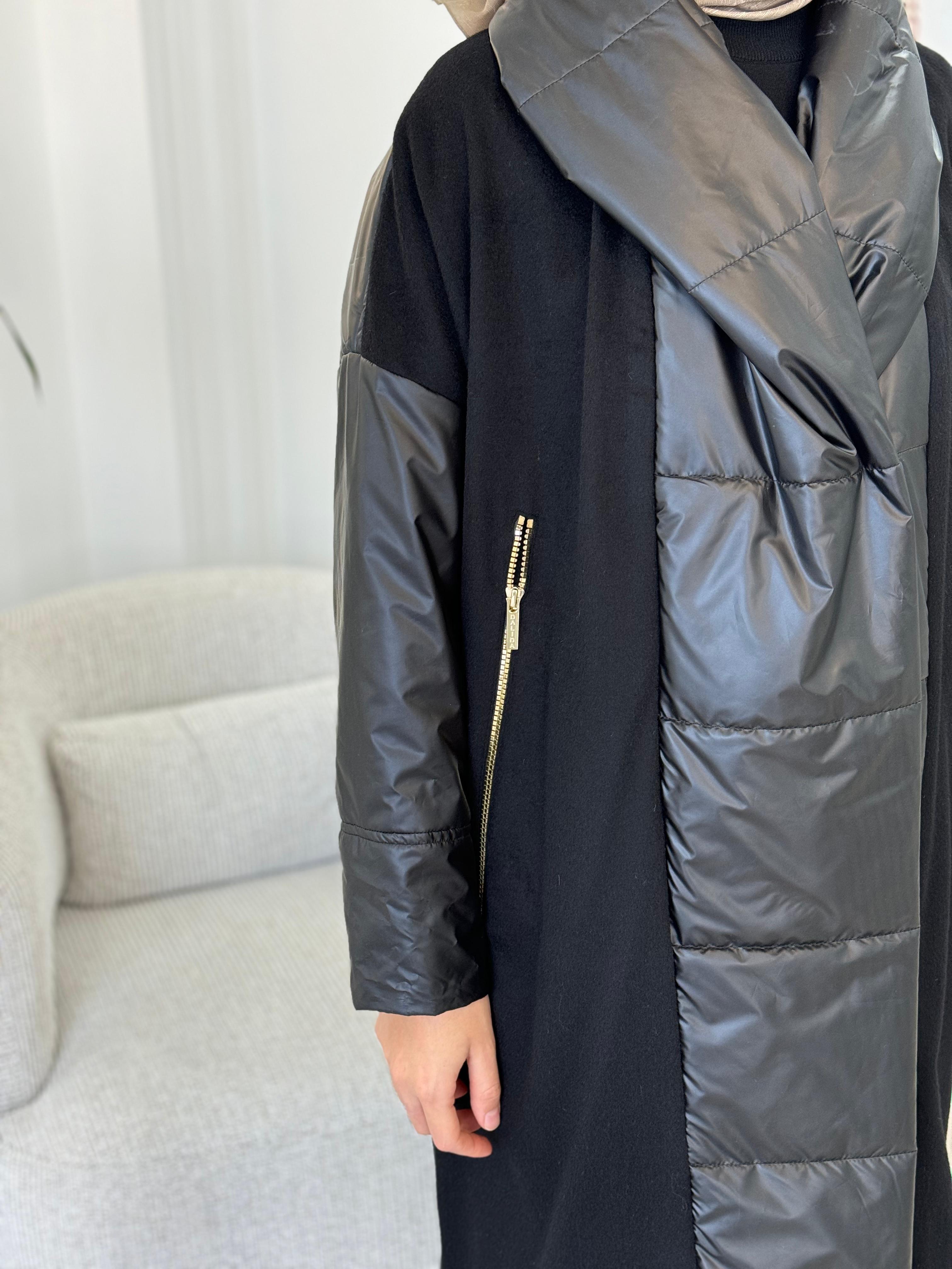 Miss Dalida Triko Detaylı Yağmurluk Mont Siyah t24k-8027