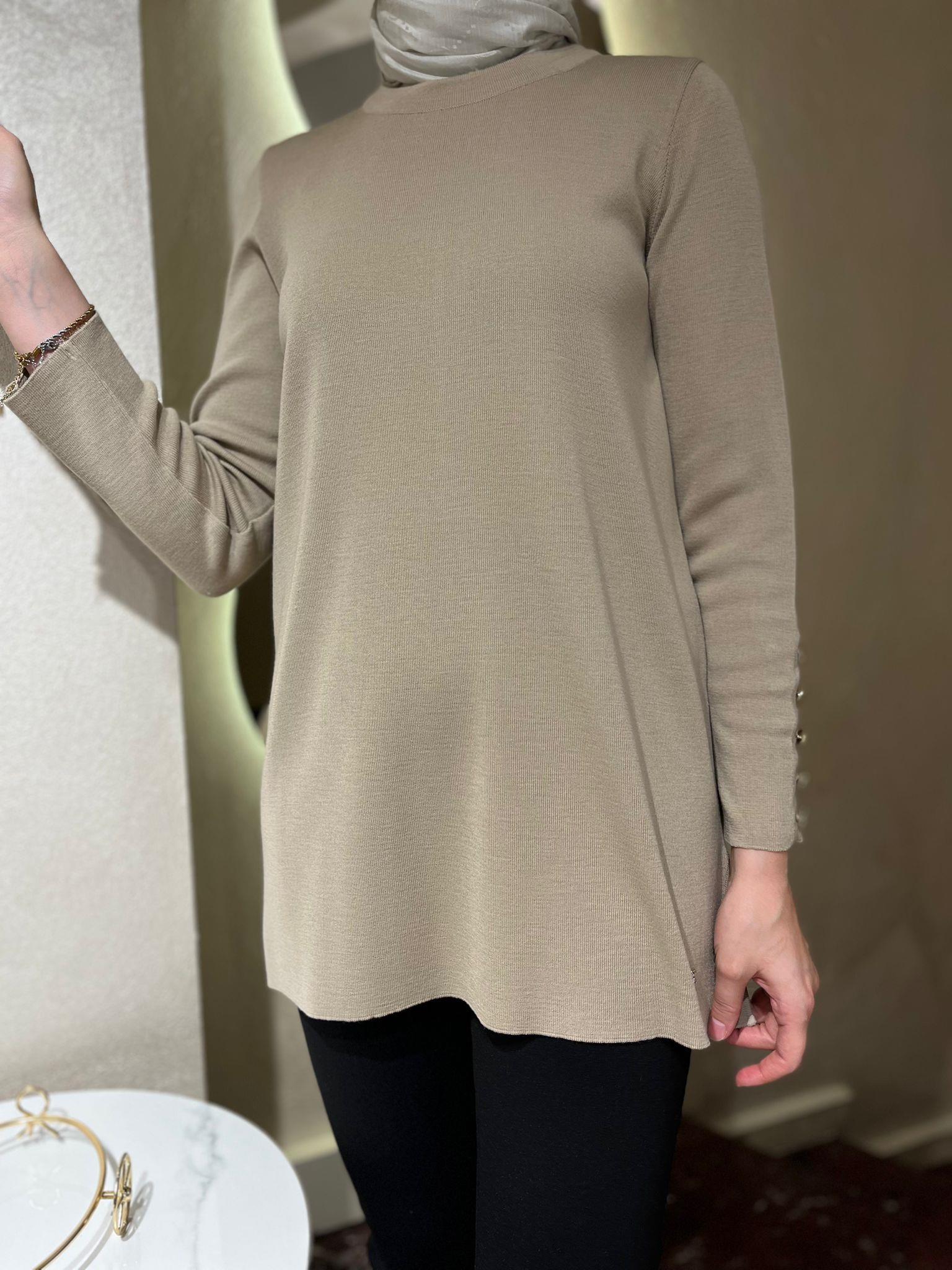 Miss Dalida Uzun Kollu Basic Tunik Coro Caramel t24k-6001