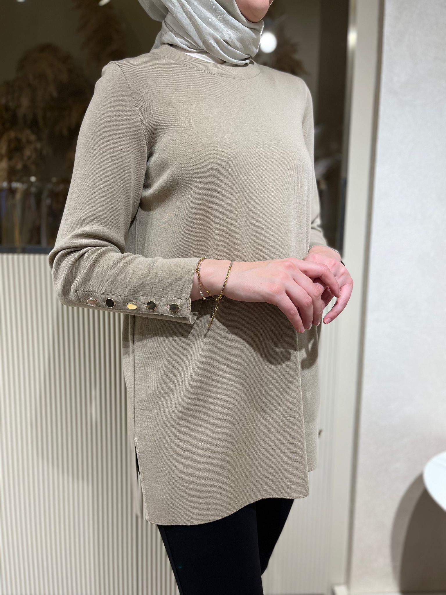 Miss Dalida Uzun Kollu Basic Tunik Coro Caramel t24k-6001