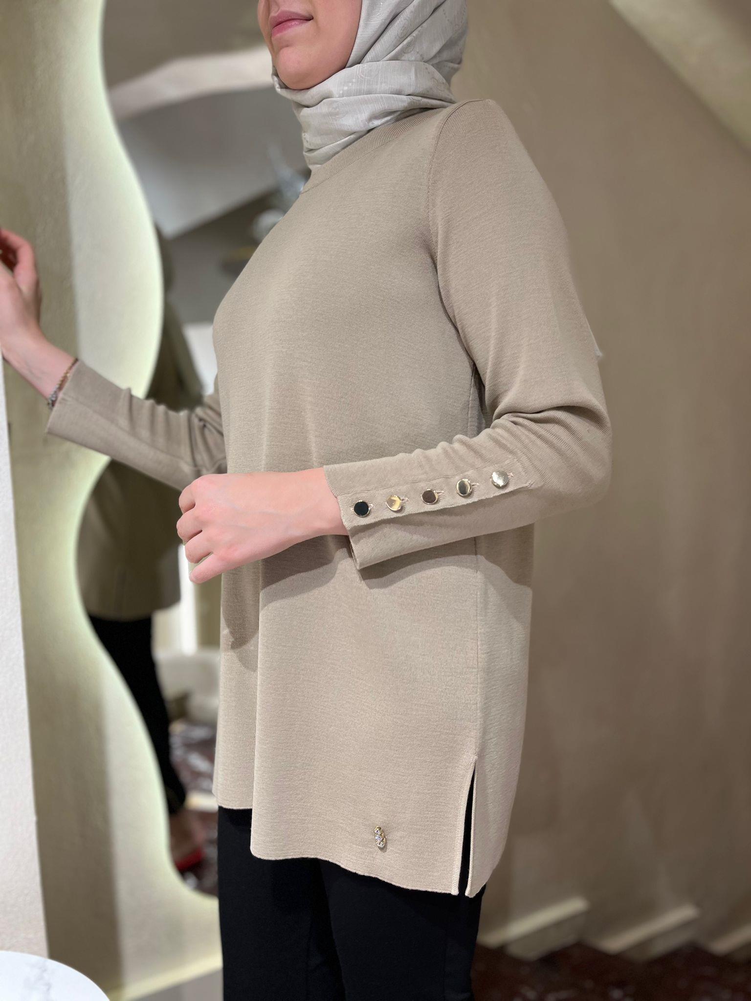 Miss Dalida Uzun Kollu Basic Tunik Coro Caramel t24k-6001