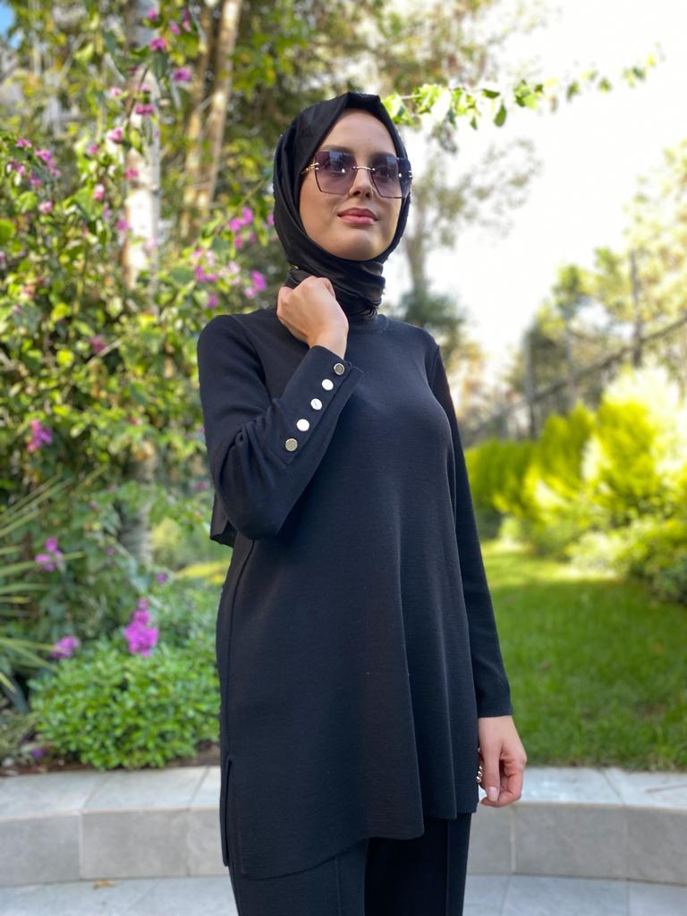 Miss Dalida Uzun Kollu Basic Tunik Siyah t24k-6001